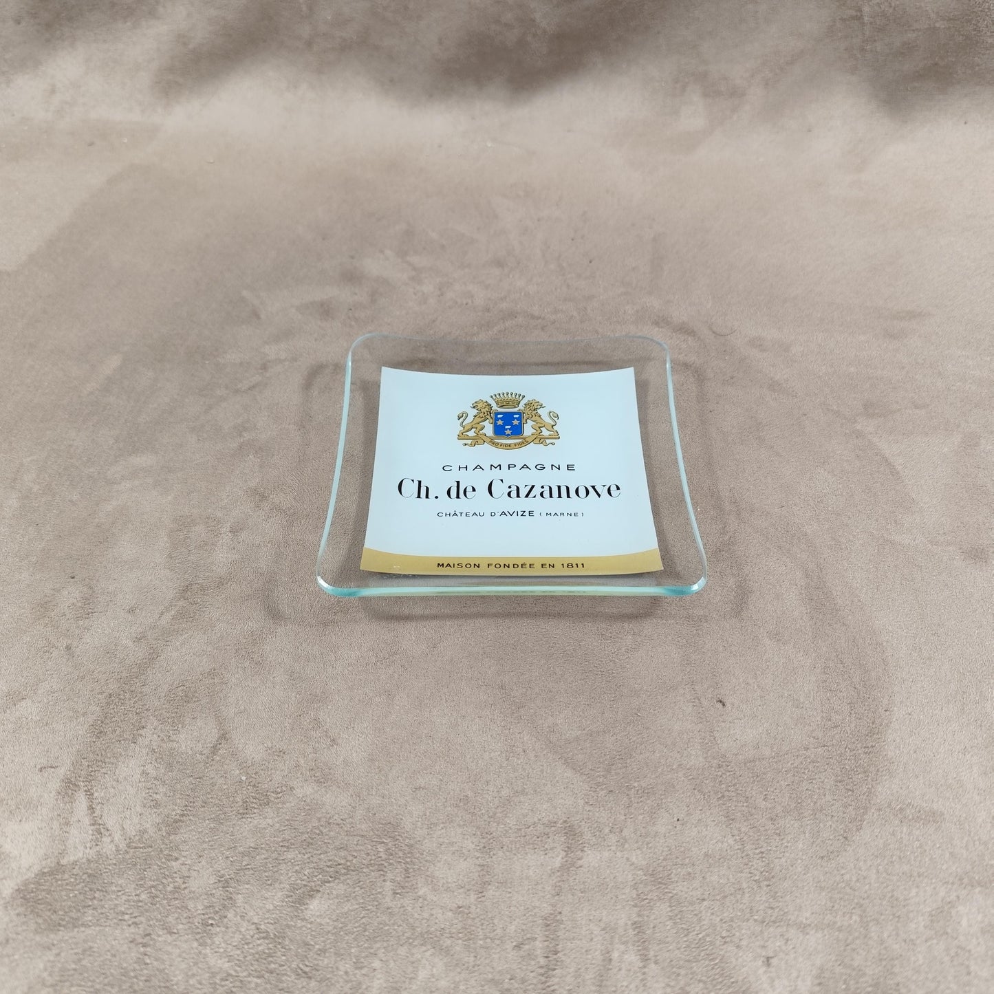 Cendrier Publicitaire en Verre, Champagne Charles de Cazanove, Made in France, Vintage 1970