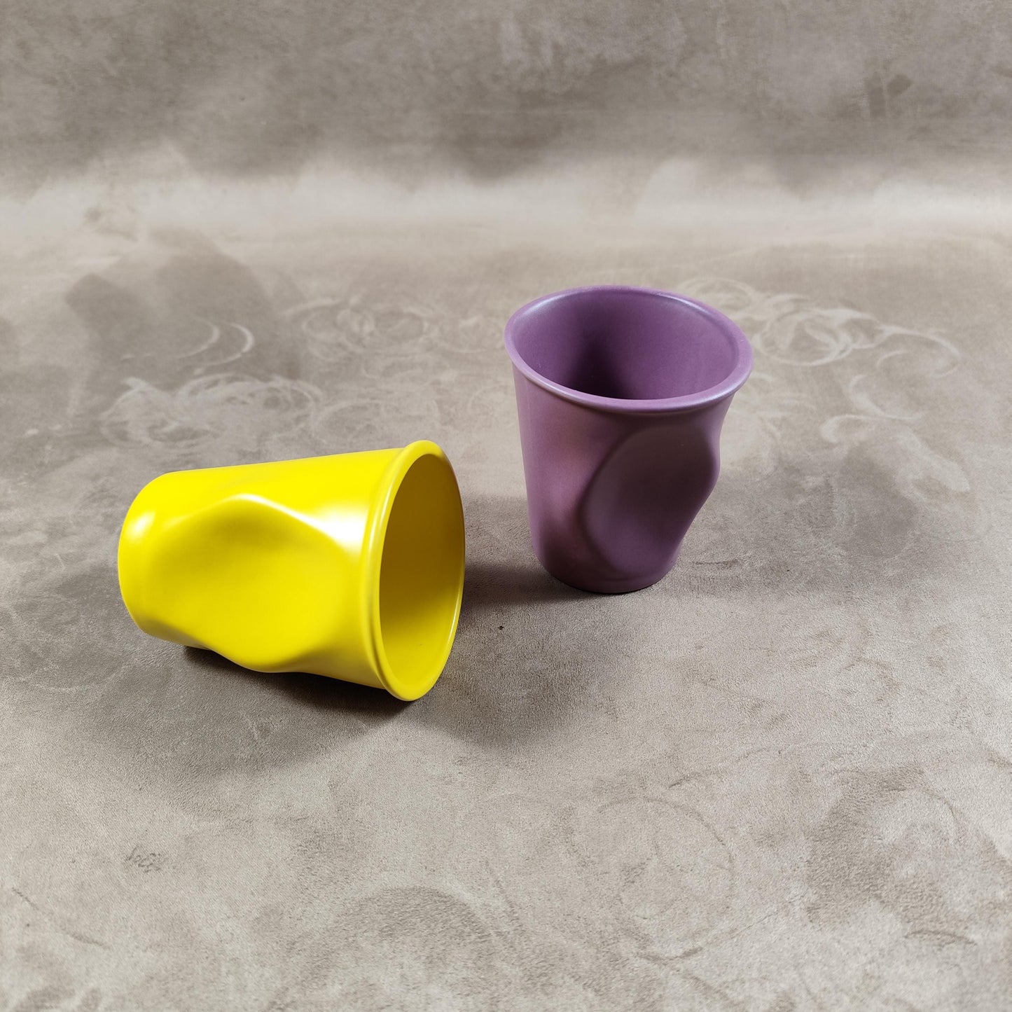 Lot de 2 grand gobelet Froissé REVOL en céramique, Made in France, Vintage 2000