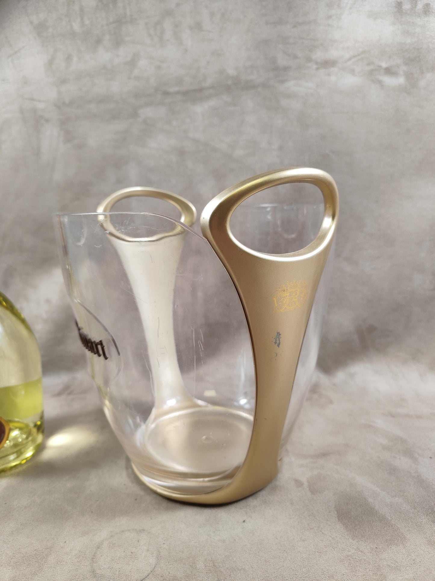 Ruinart seau à champagne en plastique transparent et doré pour bouteille de champagne , Made in France, Vintage 1990