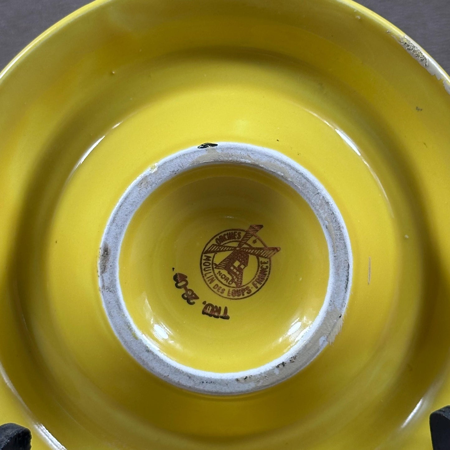 Cendrier en céramique jaune Suze par Moulin des Loups Vintage Made in France