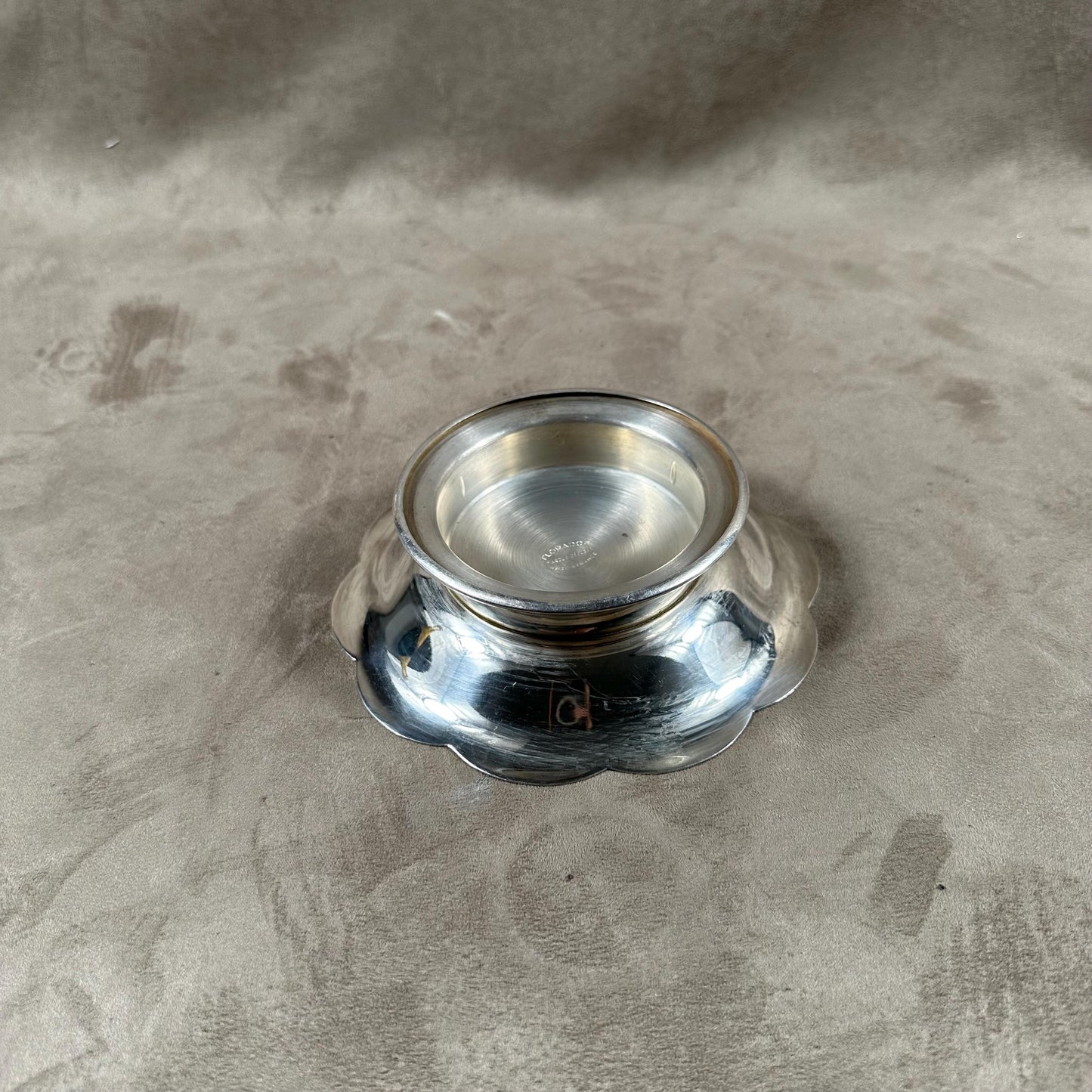 VERY RARE Moule à beurre vintage en métal argenté Florador Made in France 1950