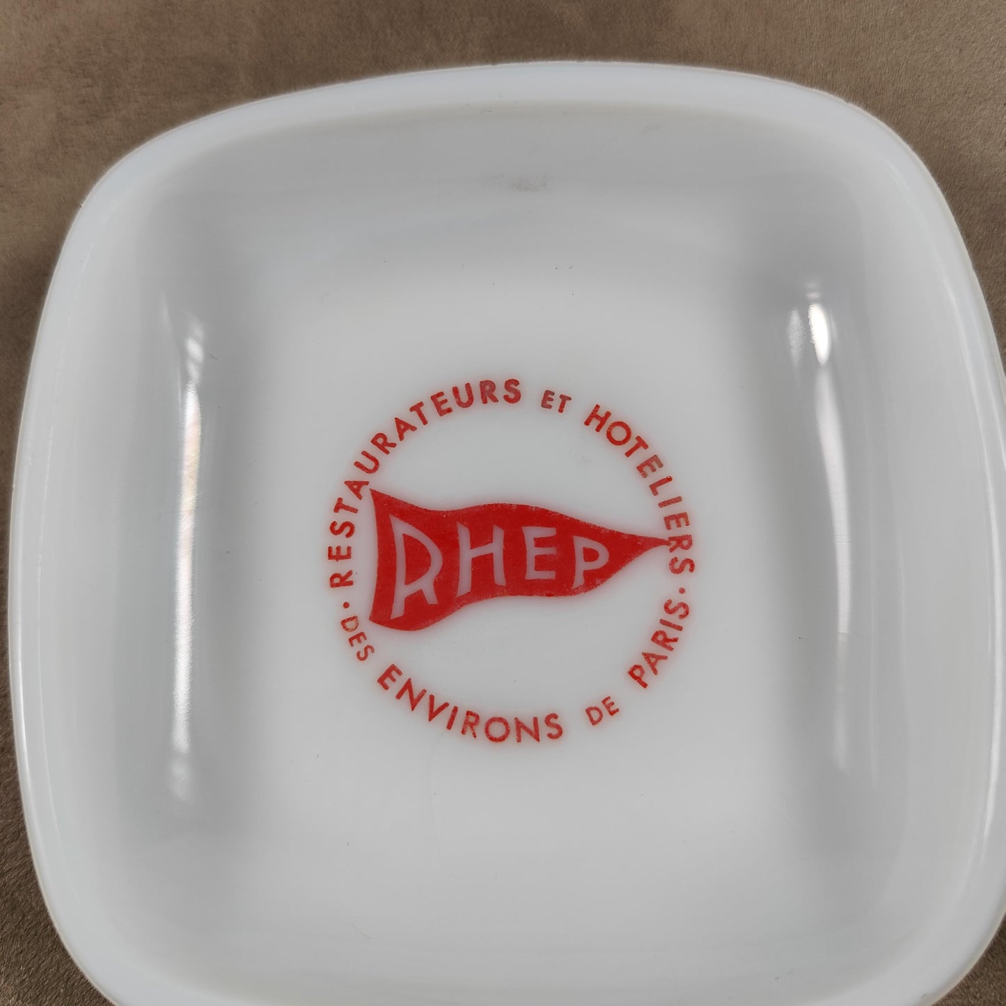Cendrier Publicitaire en Opalex RHEP Restaurateurs Hoteliers Environs Paris Made in France Vintage 1980
