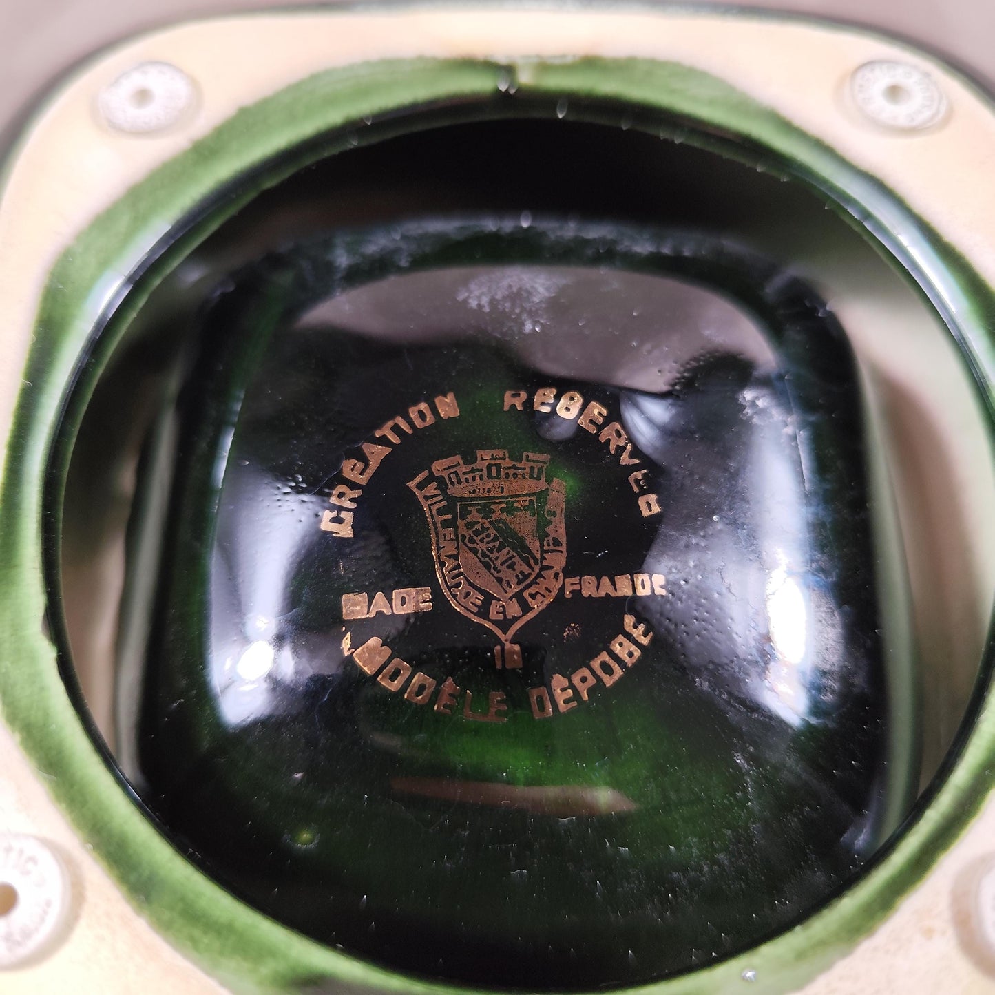 Cendrier Publicitaire en faience Champagne Jacquart Reims par Villenauxe Made in France 1980