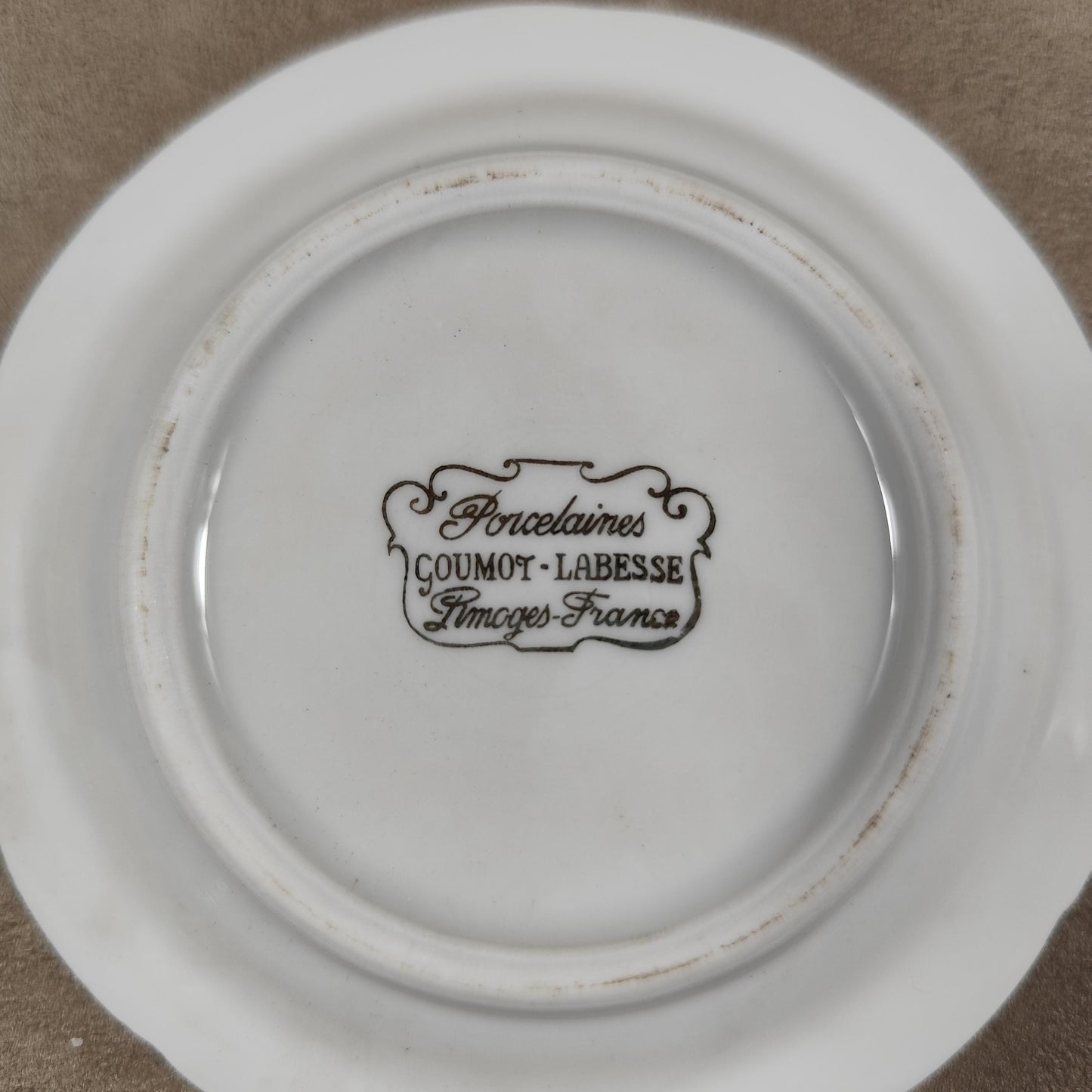 Cendrier publicitaire La Populaire Paris Assurance Vie en porcelaine de Limoges vintage Made in France 1950