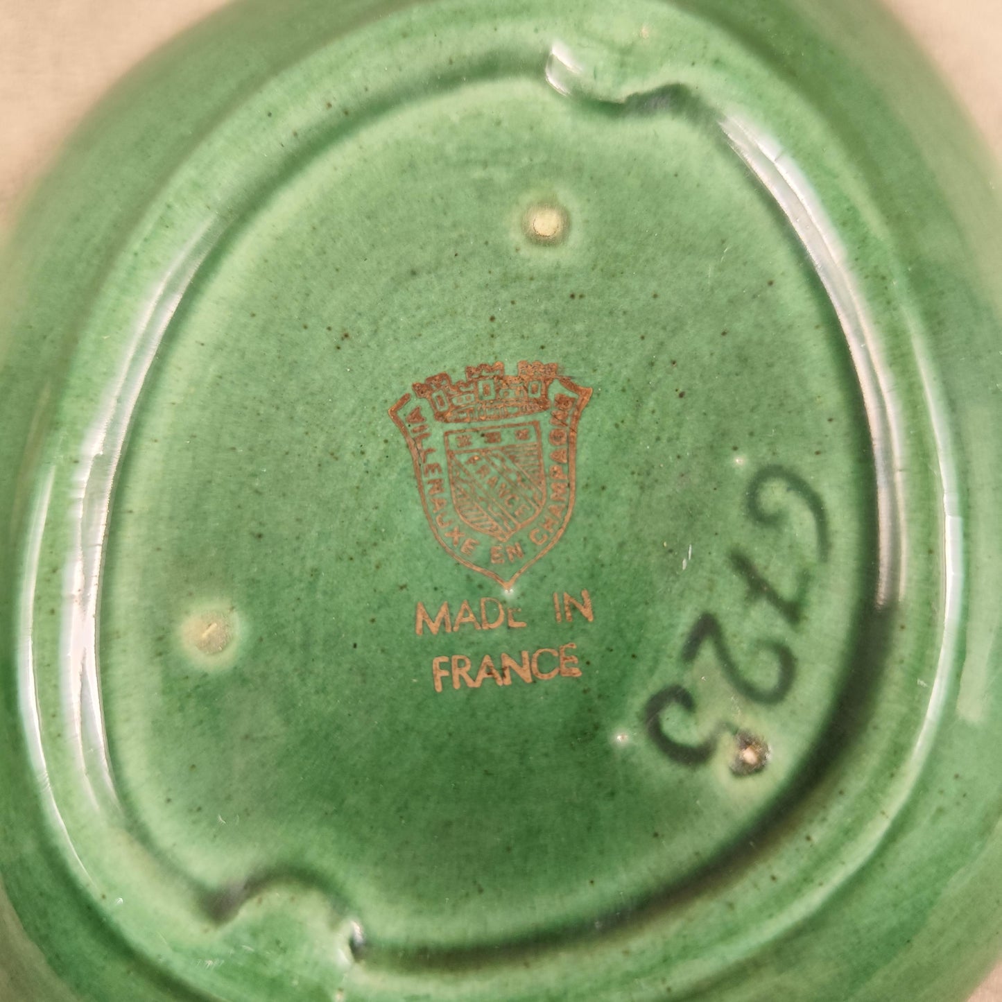 Cendrier publicitaire en faience Champagne Le Mesnil par Villenauxe Made in France Vintage 1970