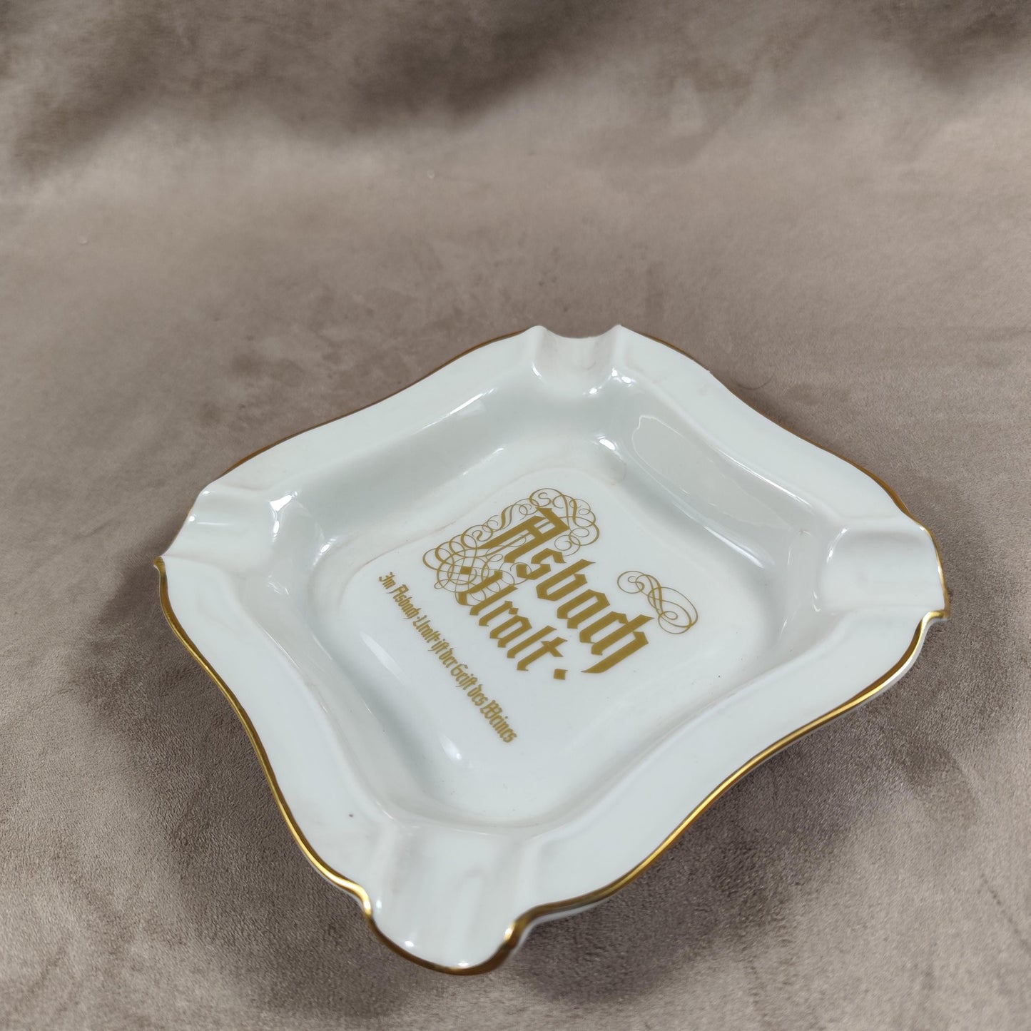Cendrier publicitaire en faience Brandy Asbach Uralt Made in Germany Vintage 1970