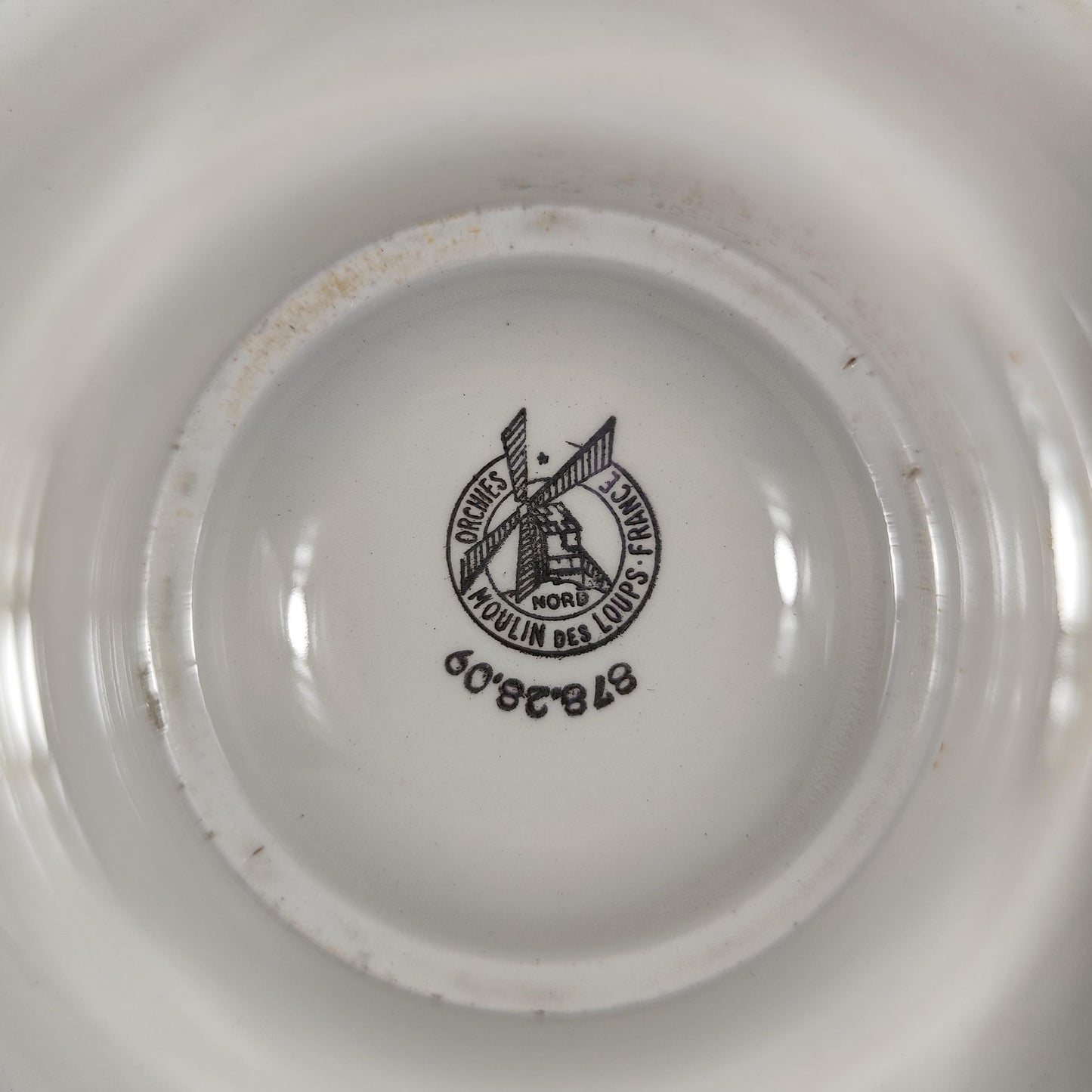 Cendrier publicitaire en faïence Eau minérale de Plancoët source Sassay, par Moulin des Loups, Made in France Vintage 1970