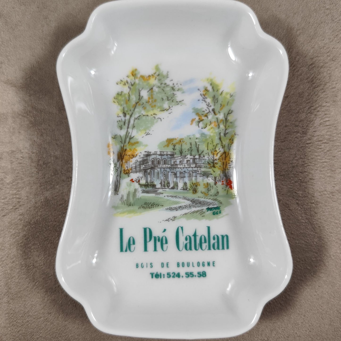 Cendrier publicitaire vintage Le Pré Catelan restaurant de luxe à Paris 1960