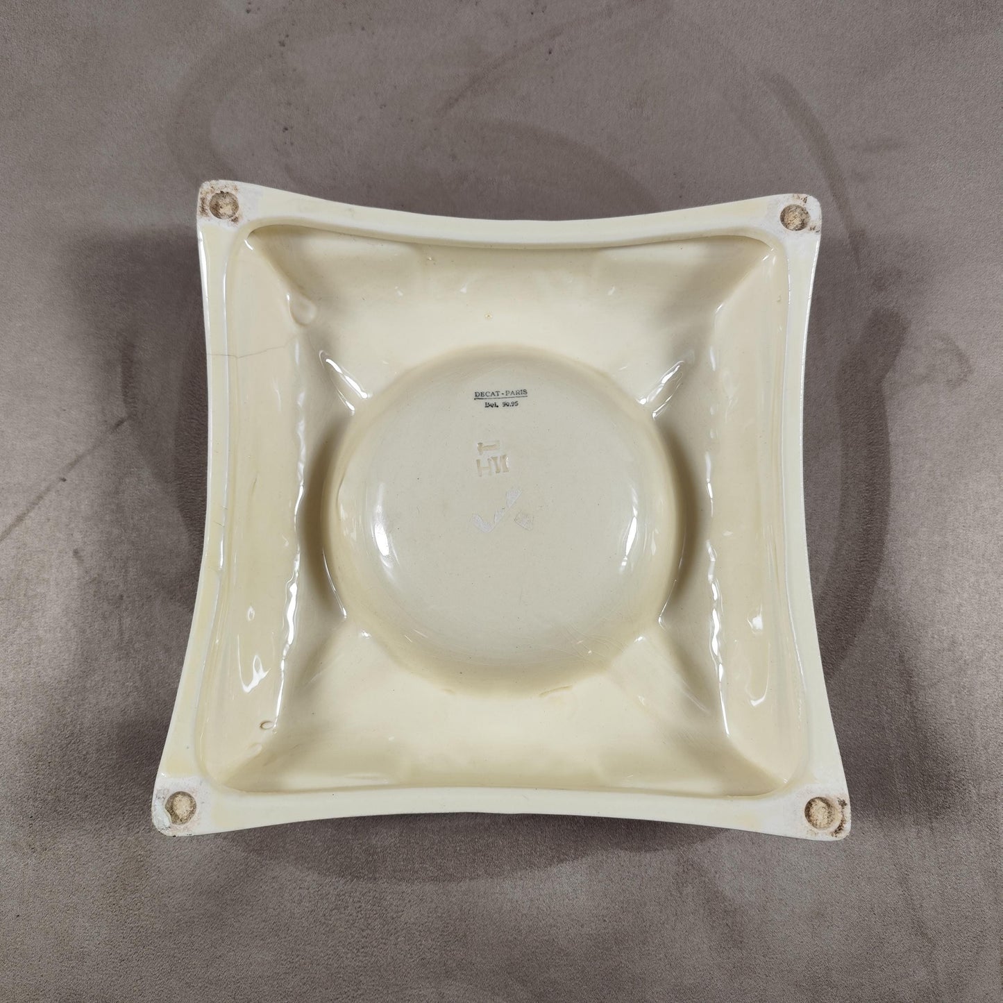 RARE Magnifique Cendrier Cinzano publicitaire vintage en faience blanche Made in France Années 1950