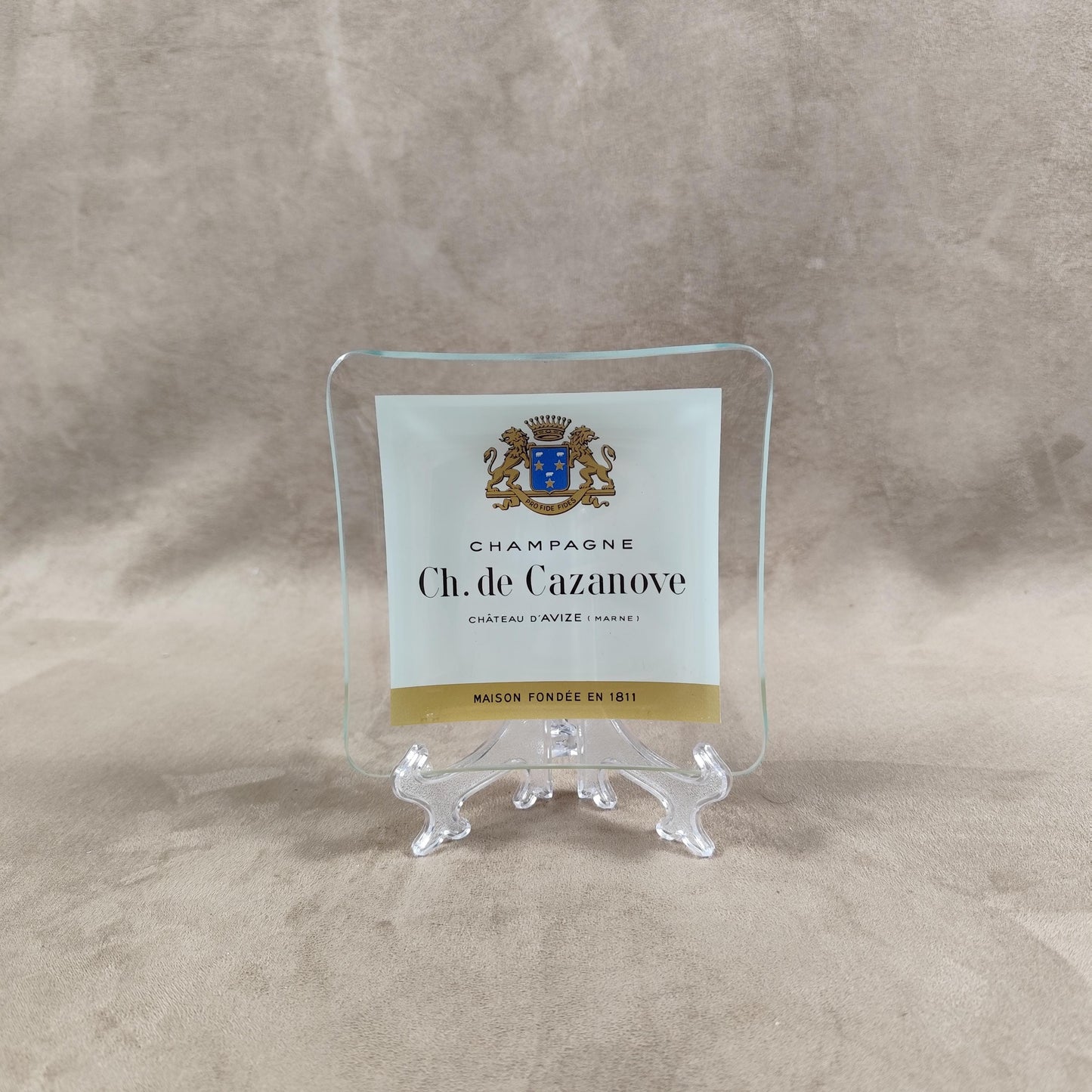 Cendrier Publicitaire en Verre, Champagne Charles de Cazanove, Made in France, Vintage 1970