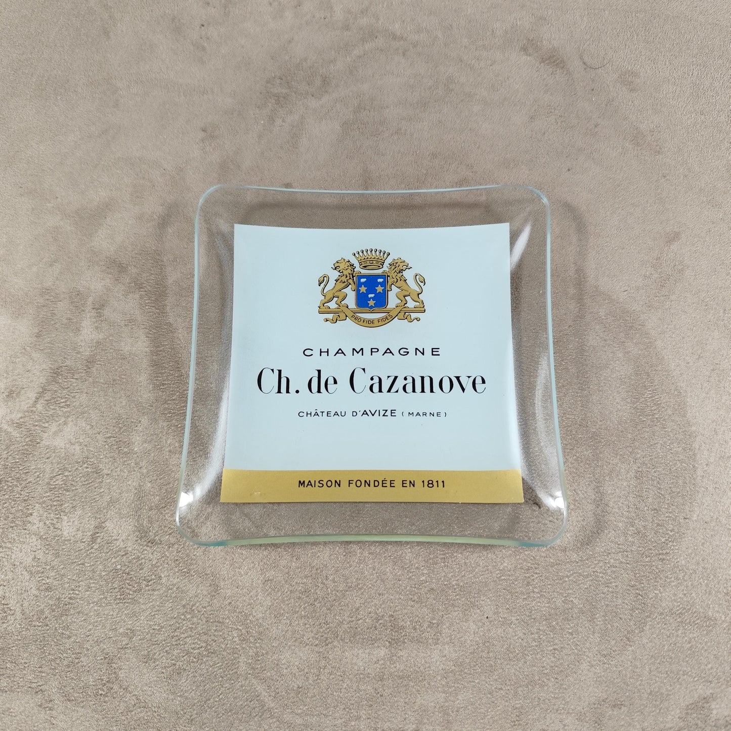 Cendrier Publicitaire en Verre, Champagne Charles de Cazanove, Made in France, Vintage 1970