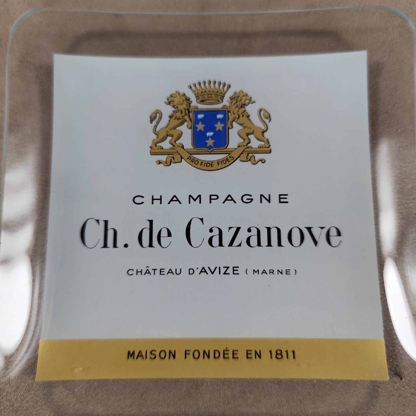 Cendrier Publicitaire en Verre, Champagne Charles de Cazanove, Made in France, Vintage 1970