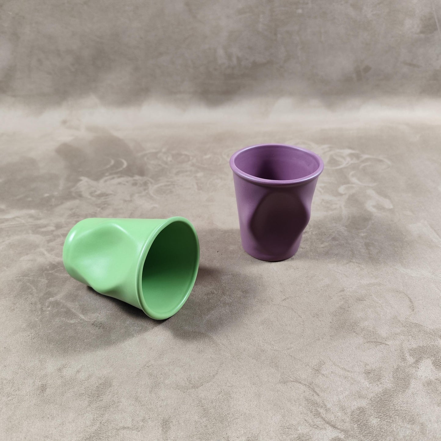 Lot de 2 grand gobelet Froissé REVOL en céramique, Made in France, Vintage 2000