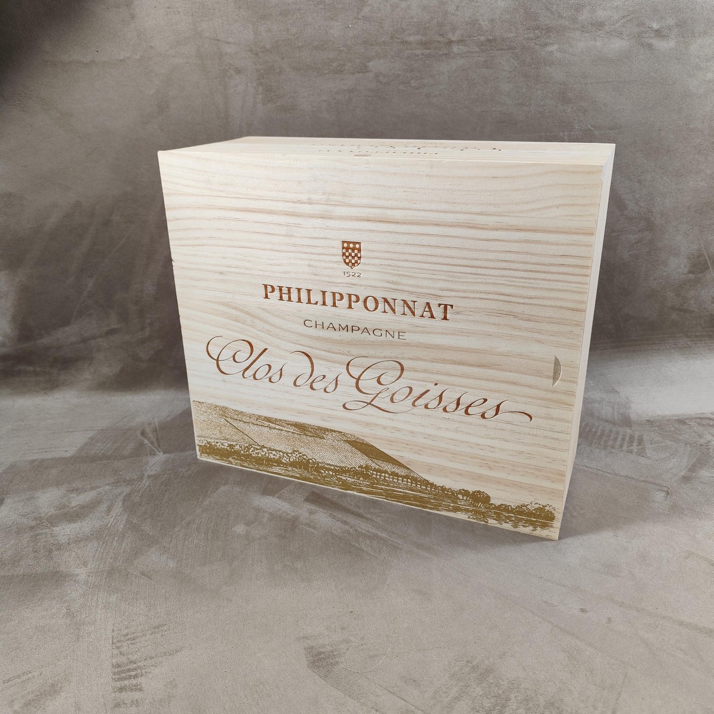 Caisse en bois Champagne Philipponnat Clos Des Goisses Made in France Années 1980