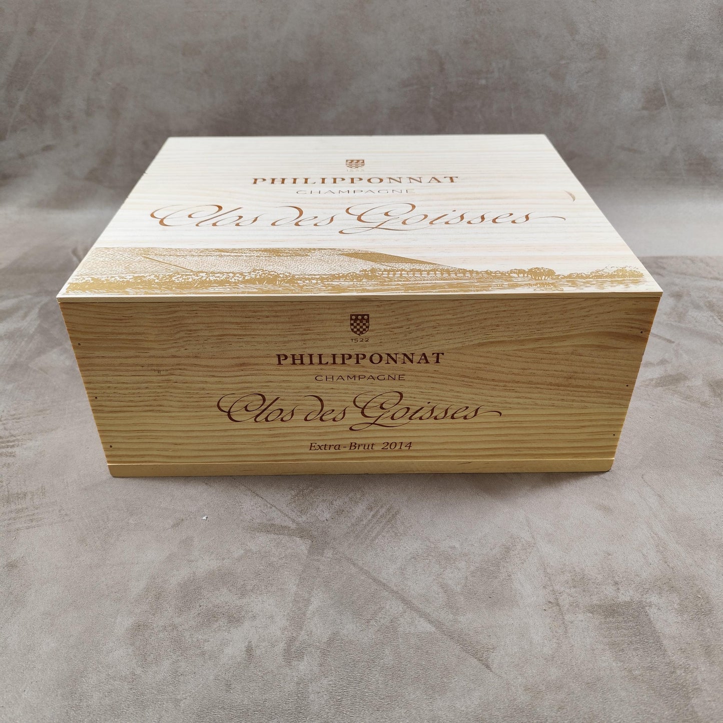Caisse en bois Champagne Philipponnat Clos Des Goisses Made in France Années 1980