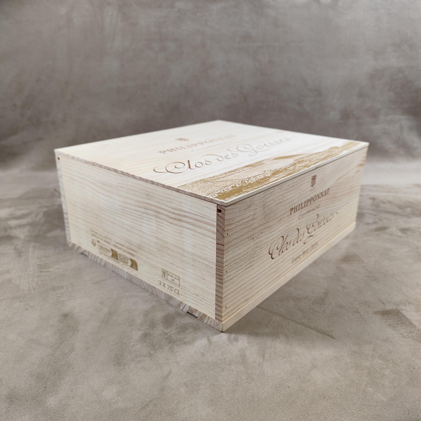 Caisse en bois Champagne Philipponnat Clos Des Goisses Made in France Années 1980