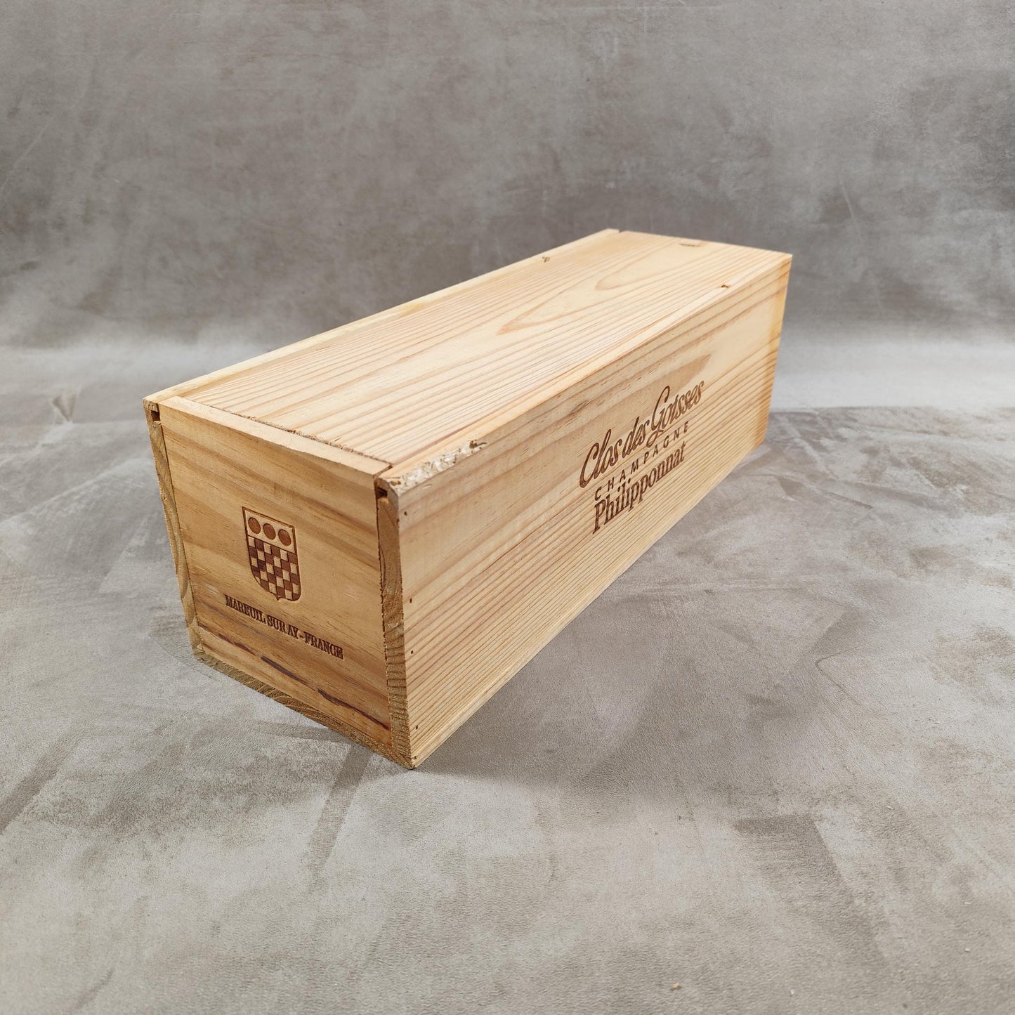Caisse en bois Champagne Philipponnat Clos Des Goisses Made in France Années 1980