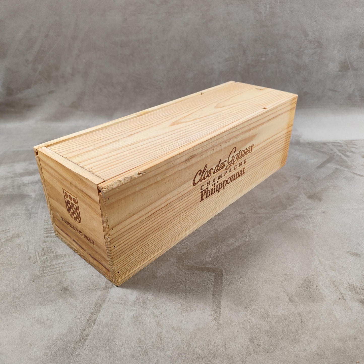 Caisse en bois Champagne Philipponnat Clos Des Goisses Made in France Années 1980