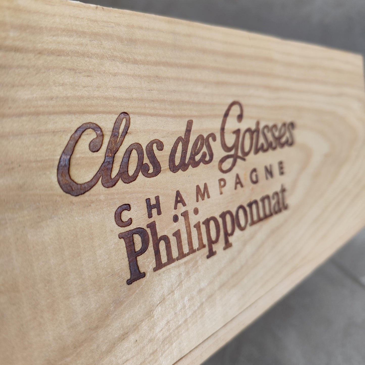 Caisse en bois Champagne Philipponnat Clos Des Goisses Made in France Années 1980