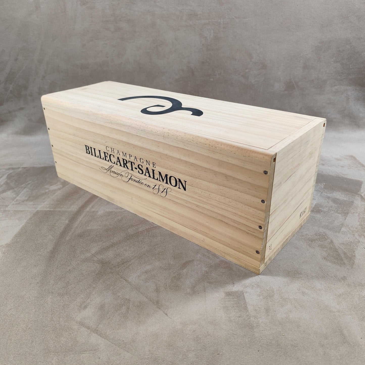 Caisse en bois de champagne Billecart Salmon Made in France Années 1970