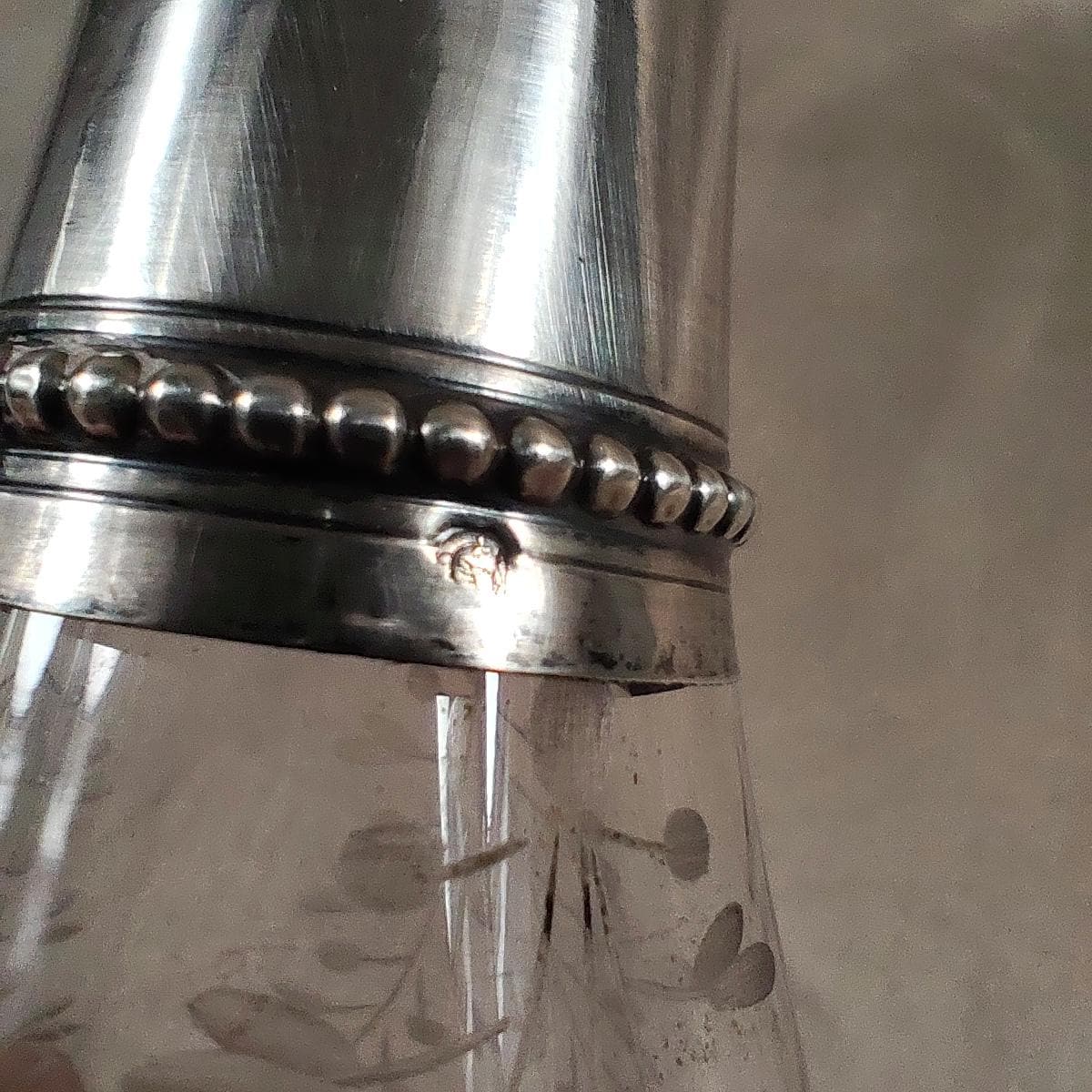 Carafe à liqueur en cristal et argent massif 925 Made in France Vintage 1900