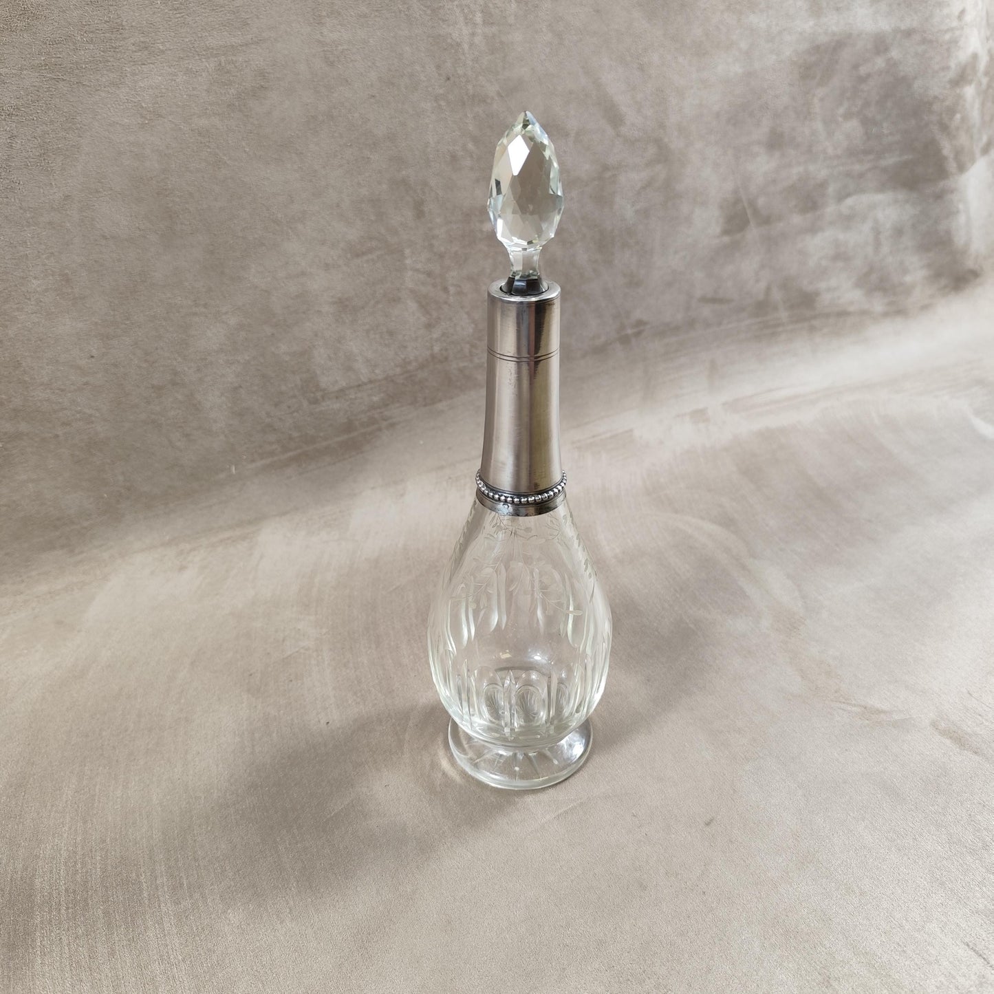 Carafe à liqueur en cristal et argent massif 925 Made in France Vintage 1900