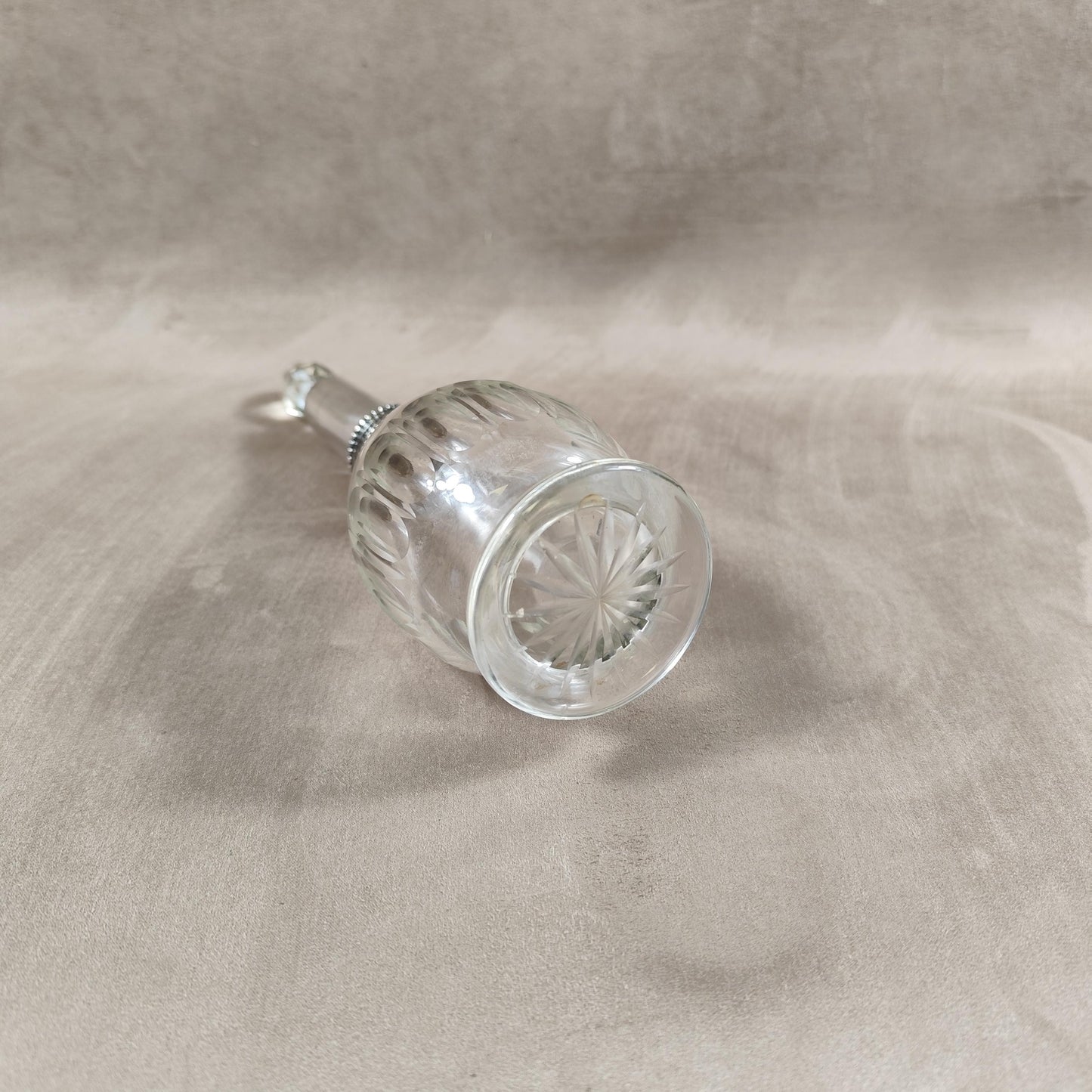 Carafe à liqueur en cristal et argent massif 925 Made in France Vintage 1900