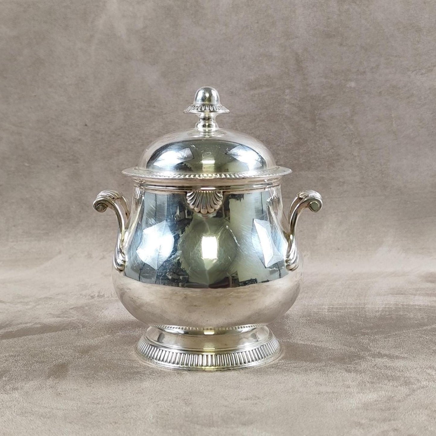 Sucrier en métal argenté Ercuis Made in France Vintage 1900