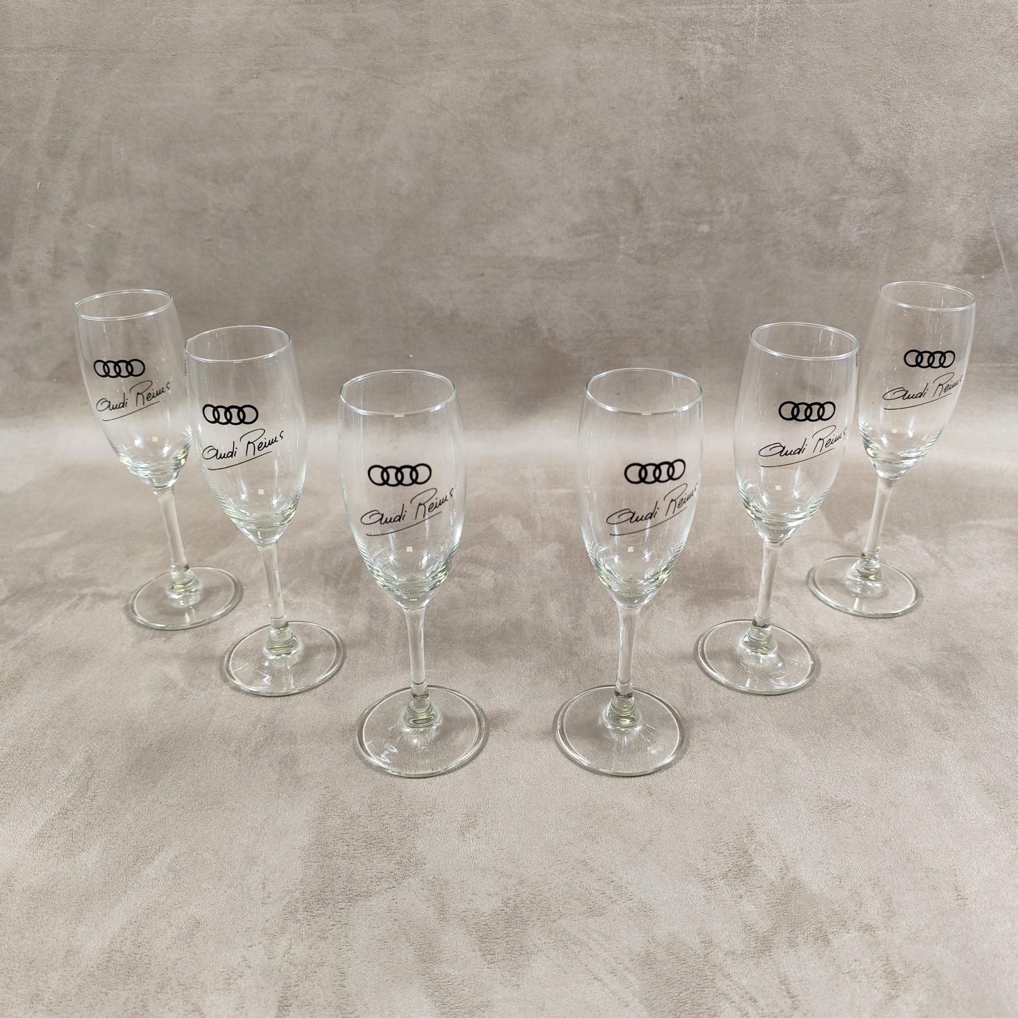 Lot de 6 flutes à Champagne publicitaire Audi Reims Made in France Vintage 1980