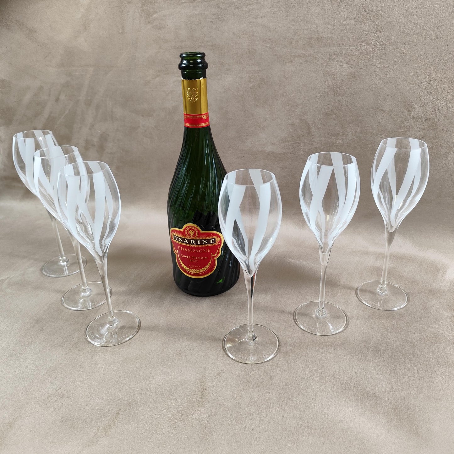 Lot de 6 Flûtes Champagne Tsarine en cristal Made in France Vintage 1980