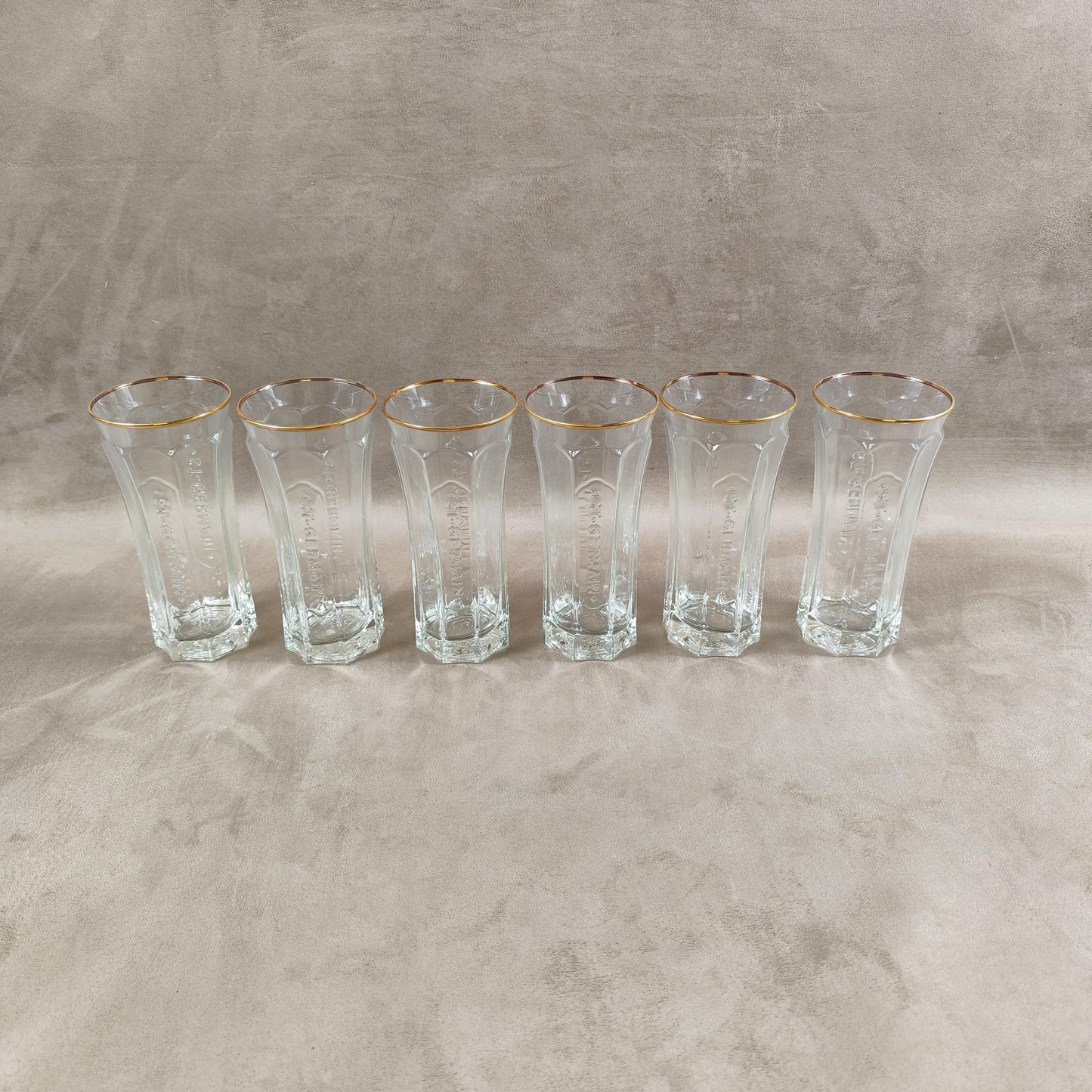 RARE Lot de 6 verres St Germain Liqueur de fleur de Sureau en verre Made in France Vintage 2000