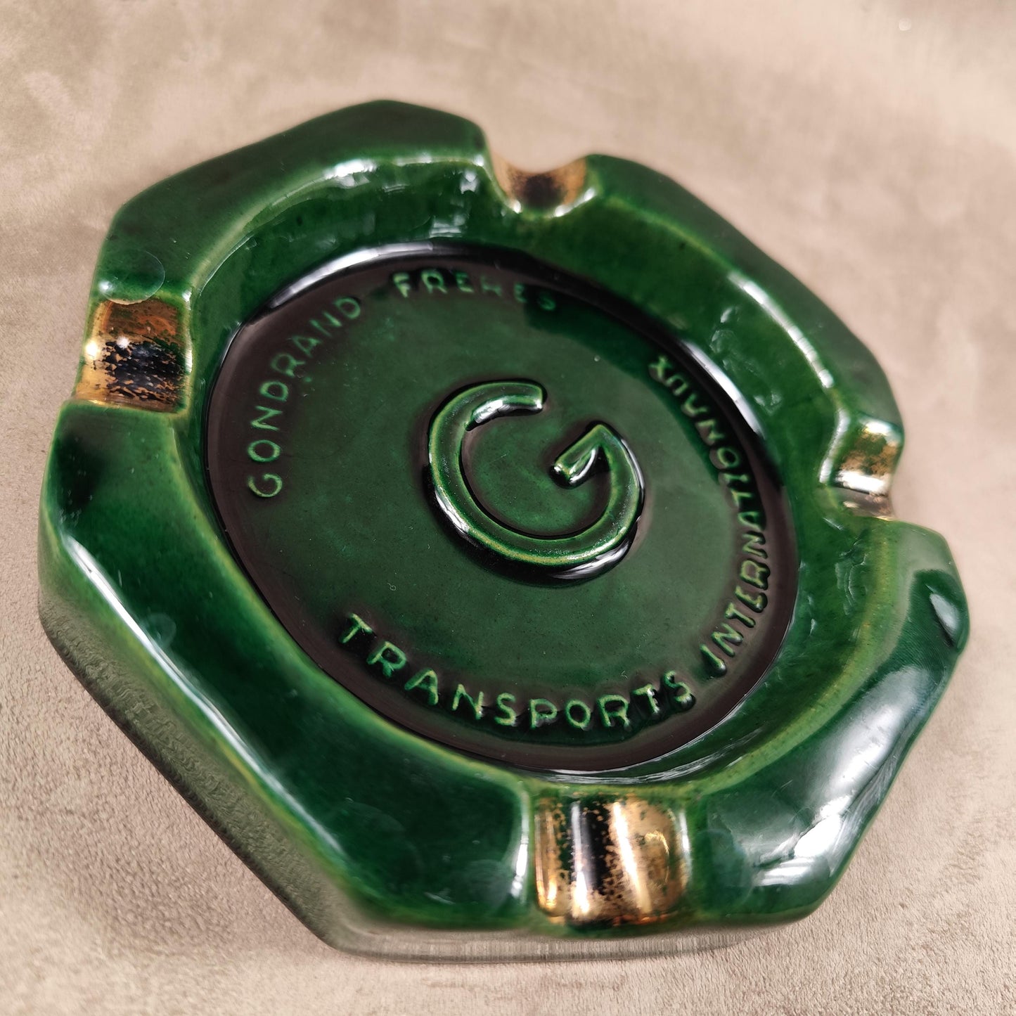 Cendrier Publicitaire en faience Gondrand Frères Transports Internationaux Made in France Vintage 1970