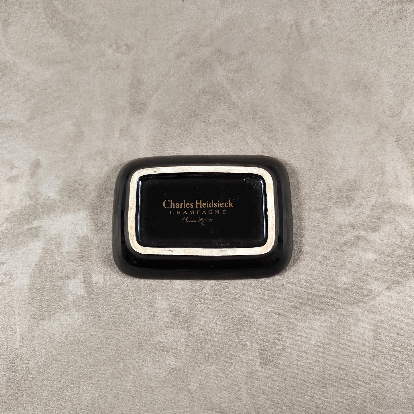 Cendrier publicitaire Champagne Charles Heidsieck en faience Made in France Vintage 1980