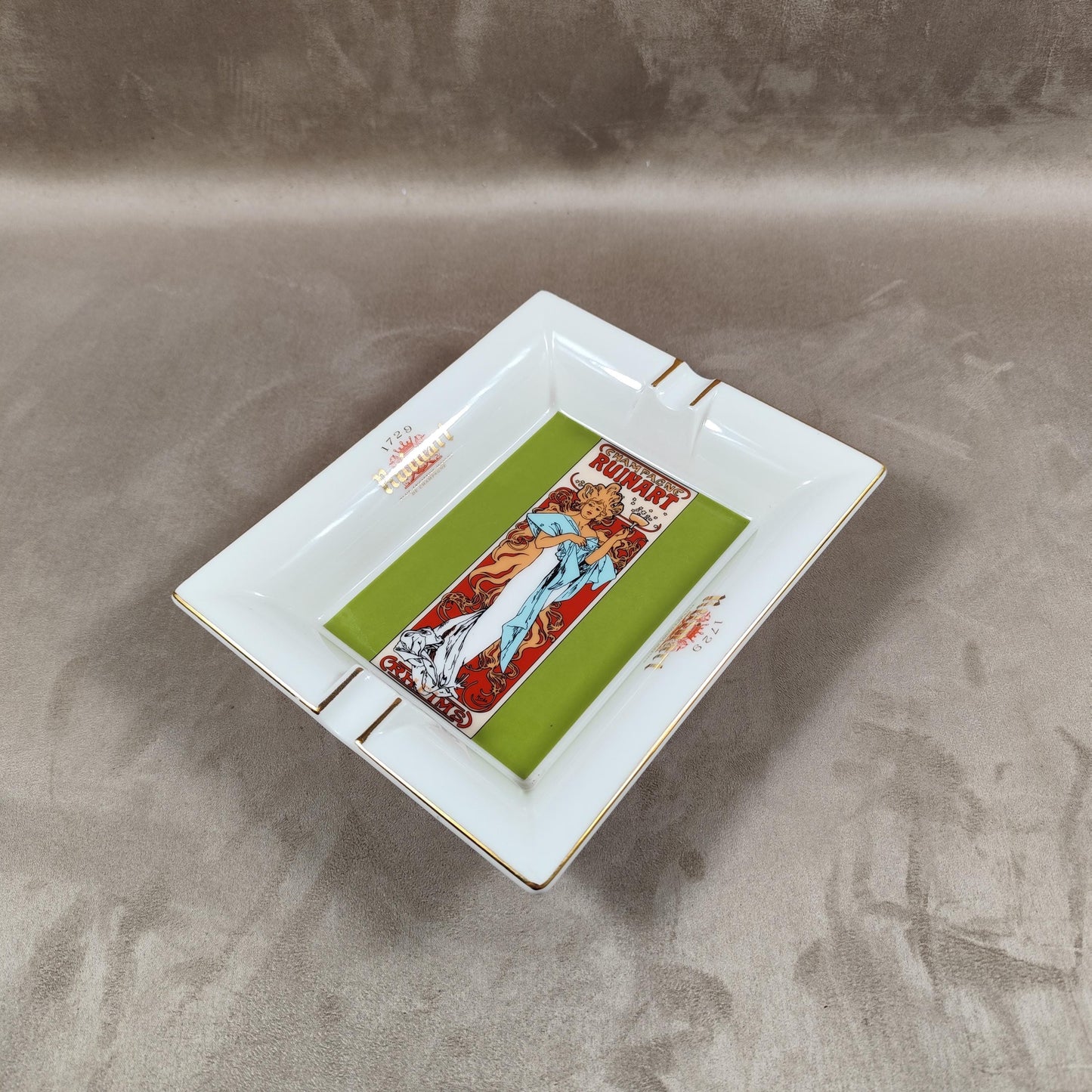 RARE Cendrier Publicitaire Champagne Ruinart en porcelaine par Revol Made in France Vintage 1970