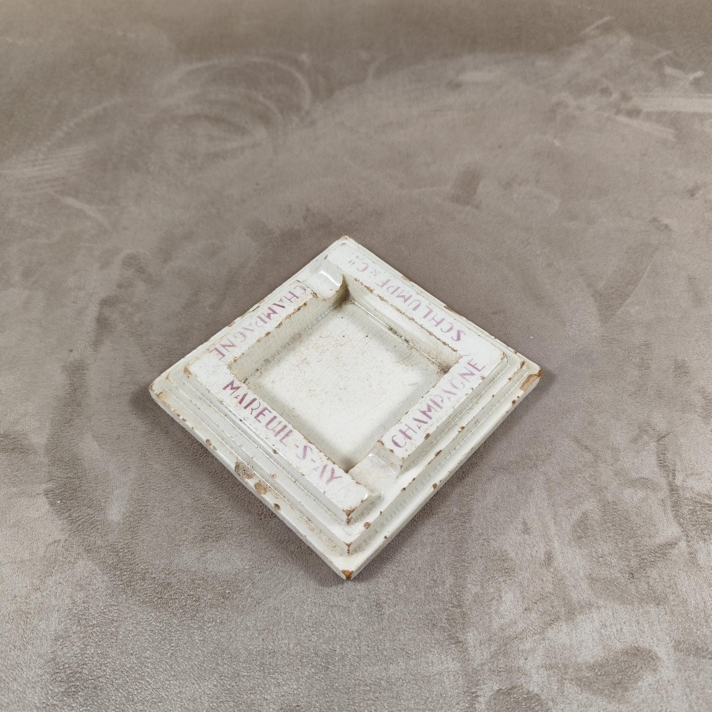 RARE Cendrier champagne Schlumpf & co en faience Made in France Vintage 1950