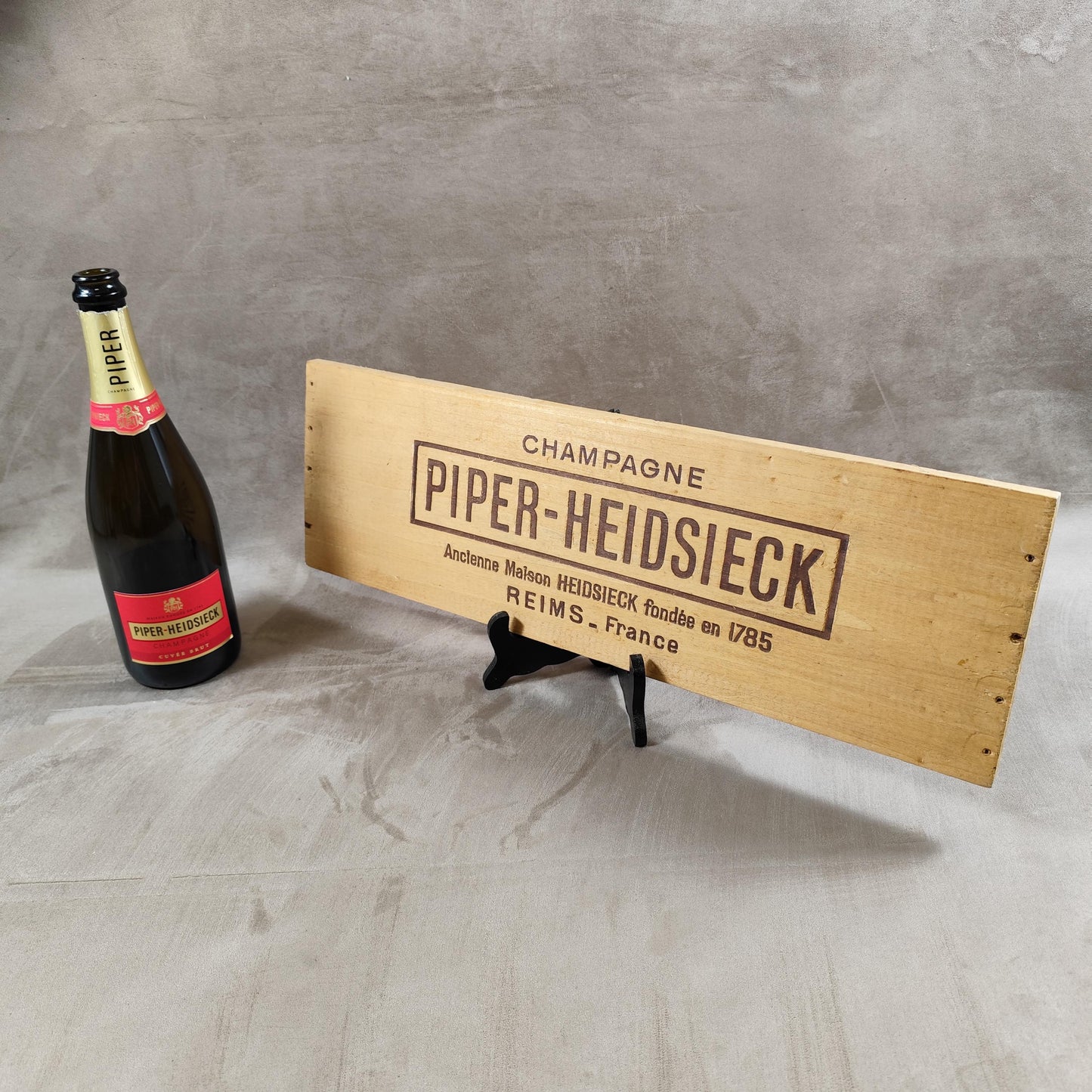 Planche de boite pour bouteilles de champagne Piper Heidsieck Made in France Années 1980