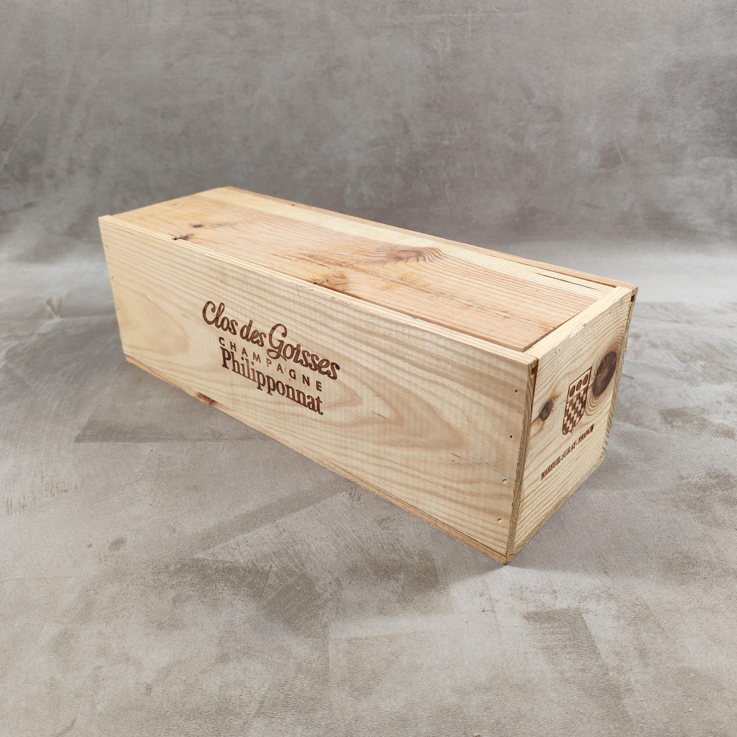 Caisse en bois Champagne Philipponnat Clos Des Goisses Made in France Années 1980