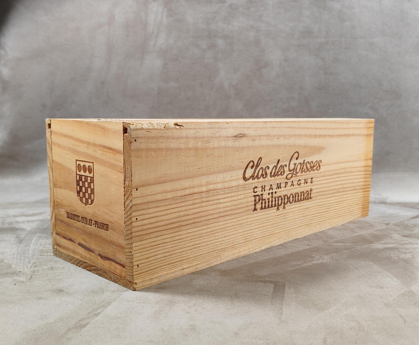 Caisse en bois Champagne Philipponnat Clos Des Goisses Made in France Années 1980