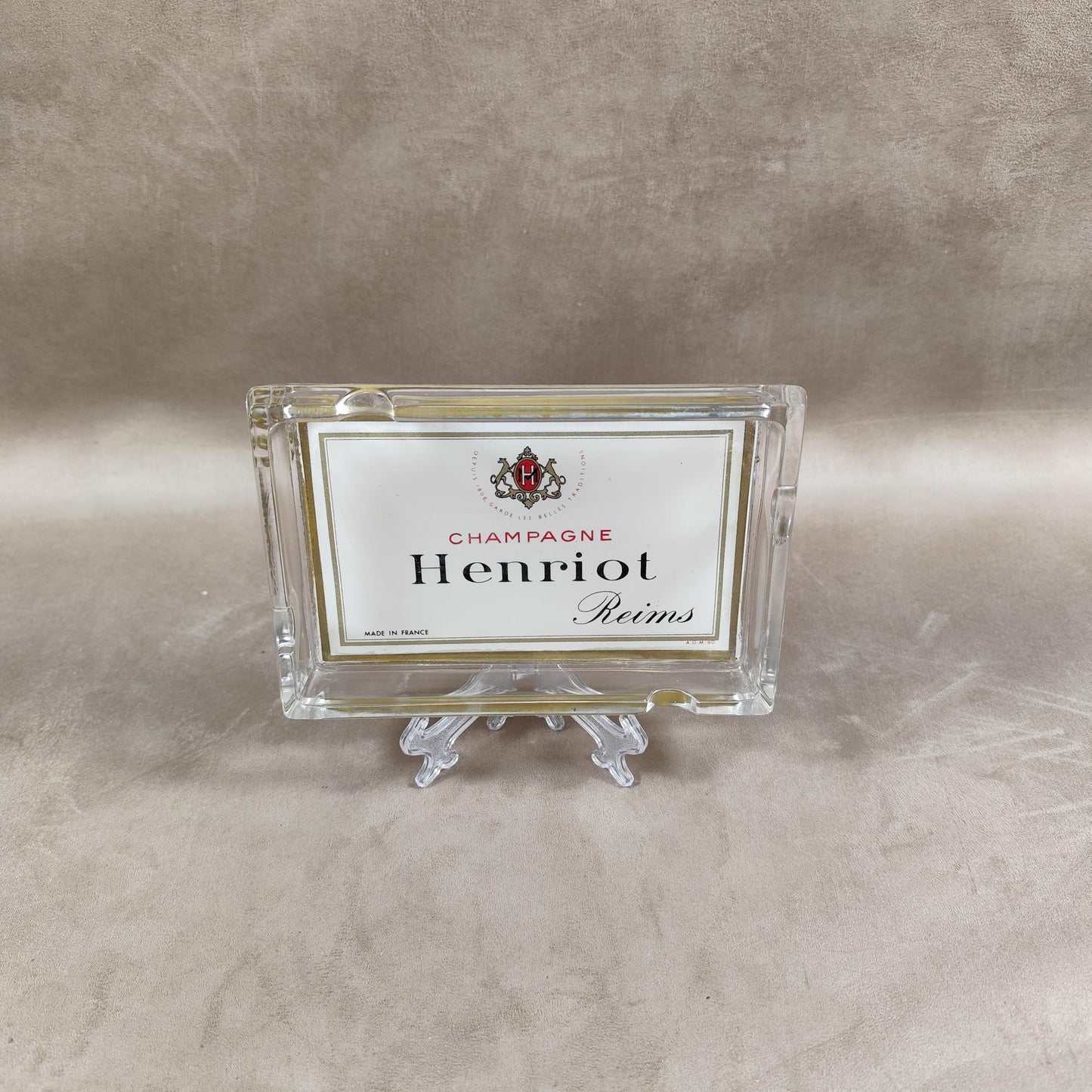 Cendrier publicitaire Champagne Henriot en verre Made in France Vintage 1970
