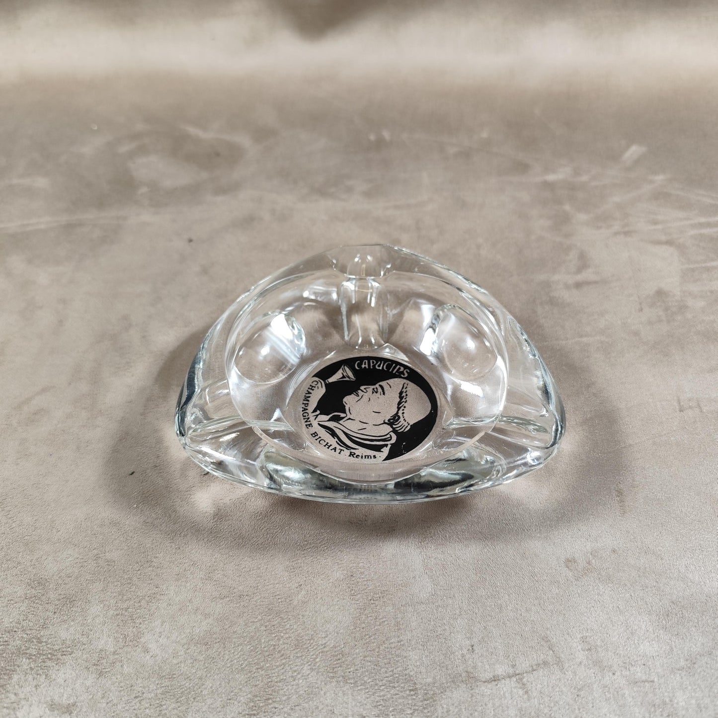 Cendrier Publicitaire Champagne Bichat en verre Made in France Vintage 1970
