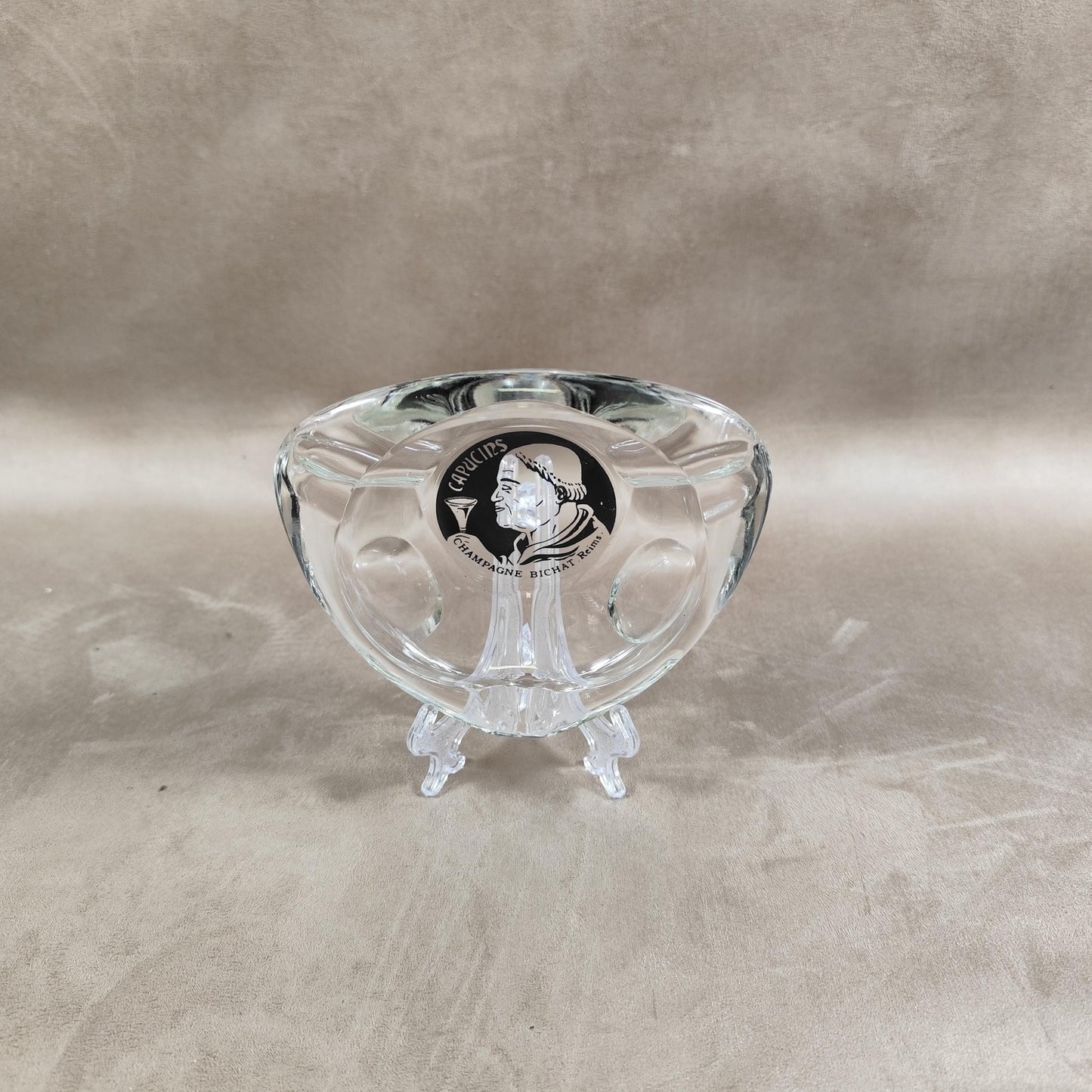 Cendrier Publicitaire Champagne Bichat en verre Made in France Vintage 1970