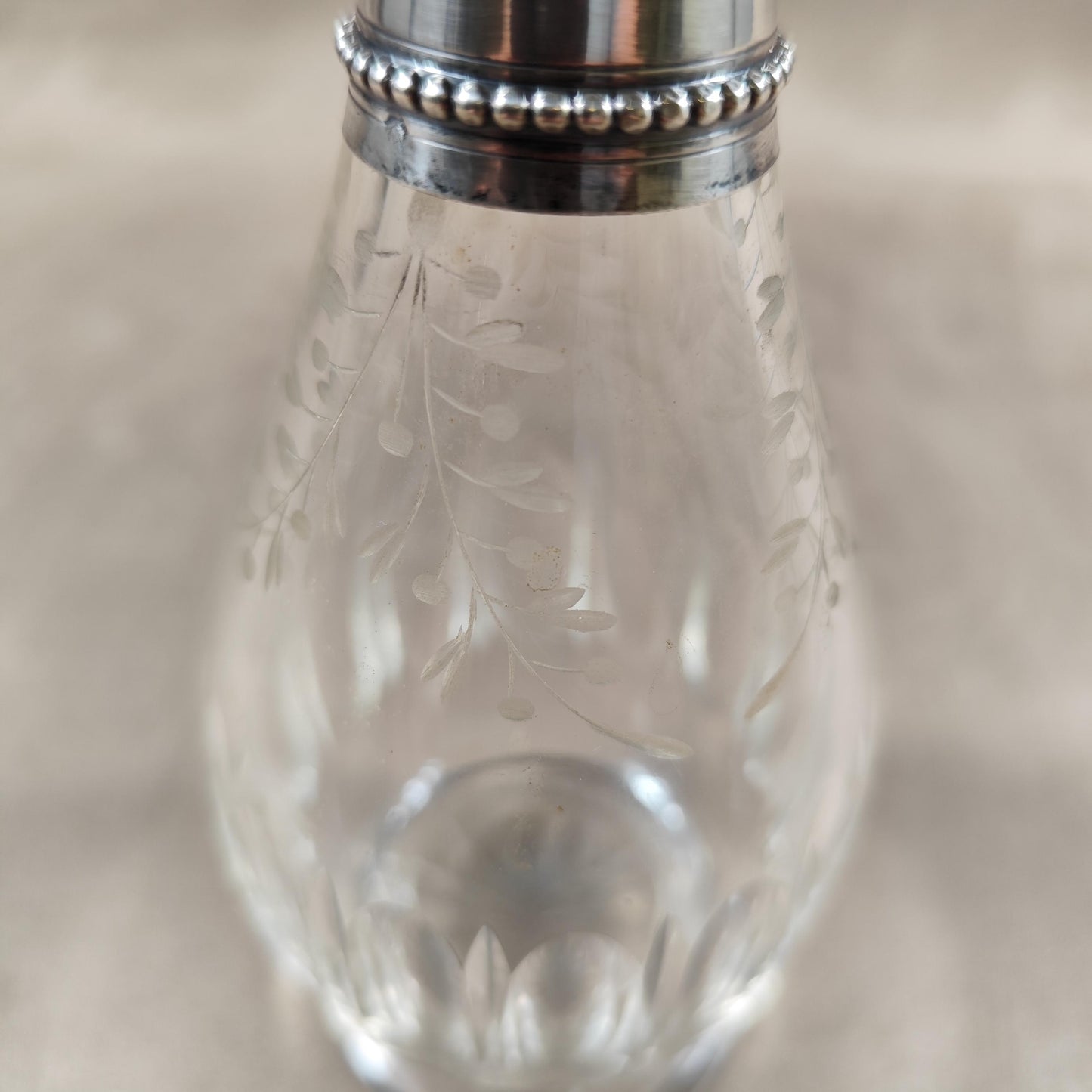 Carafe à liqueur en cristal et argent massif 925 Made in France Vintage 1900
