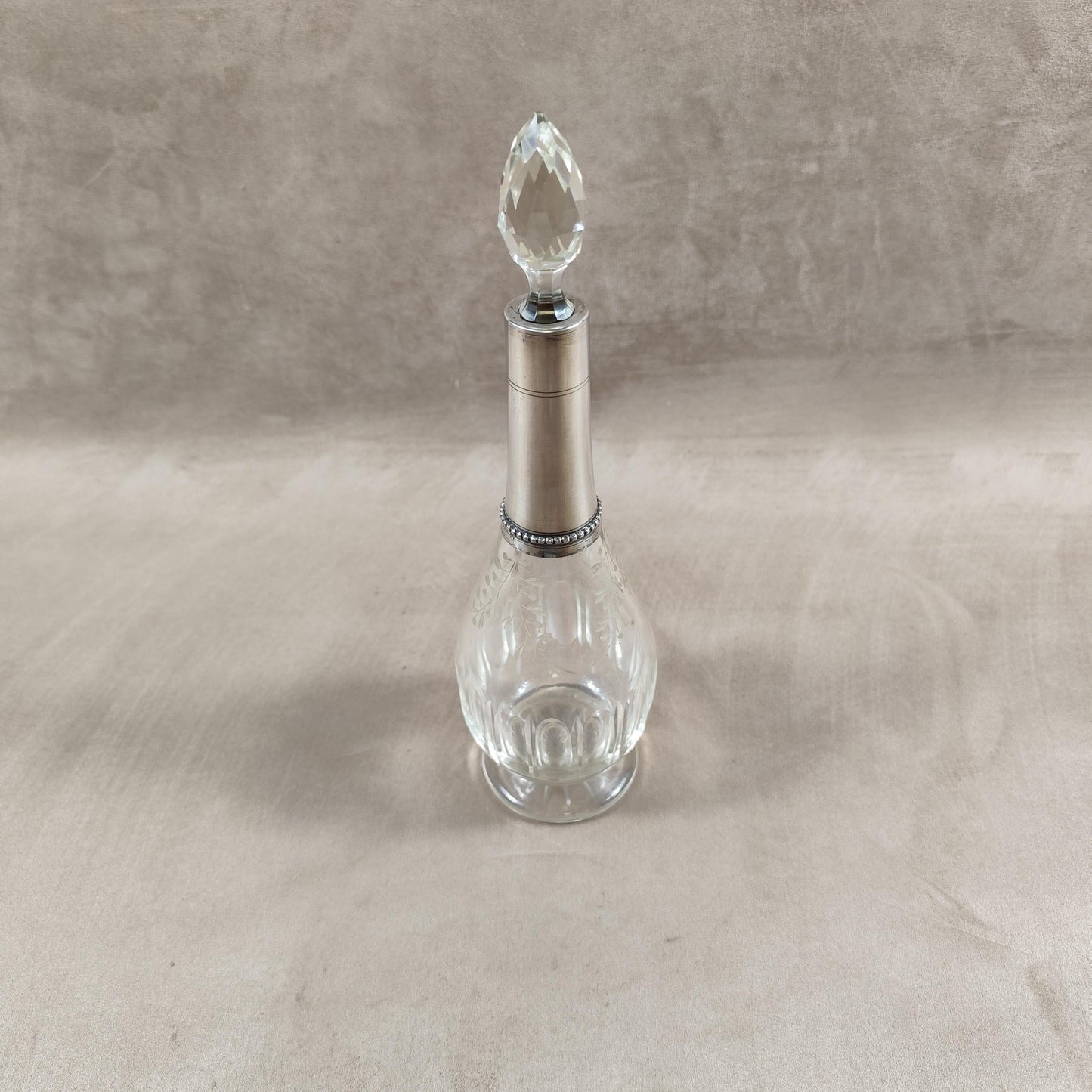 Carafe à liqueur en cristal et argent massif 925 Made in France Vintage 1900