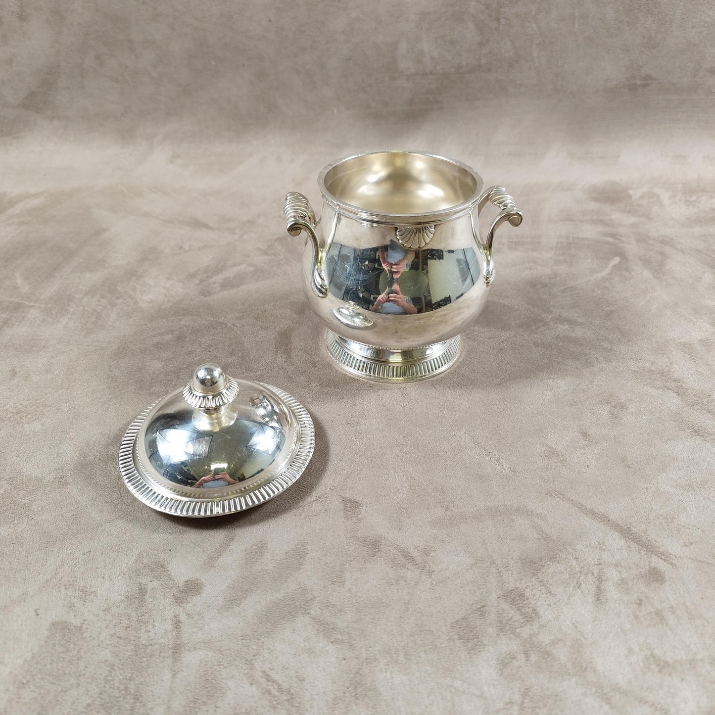 Sucrier en métal argenté Ercuis Made in France Vintage 1900