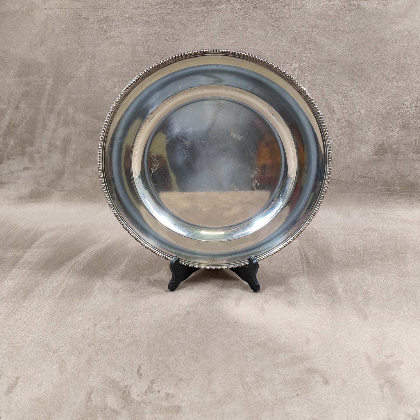 Plat en métal argenté ancien avec poinçon d'orfèvre Made in France Vintage 1900
