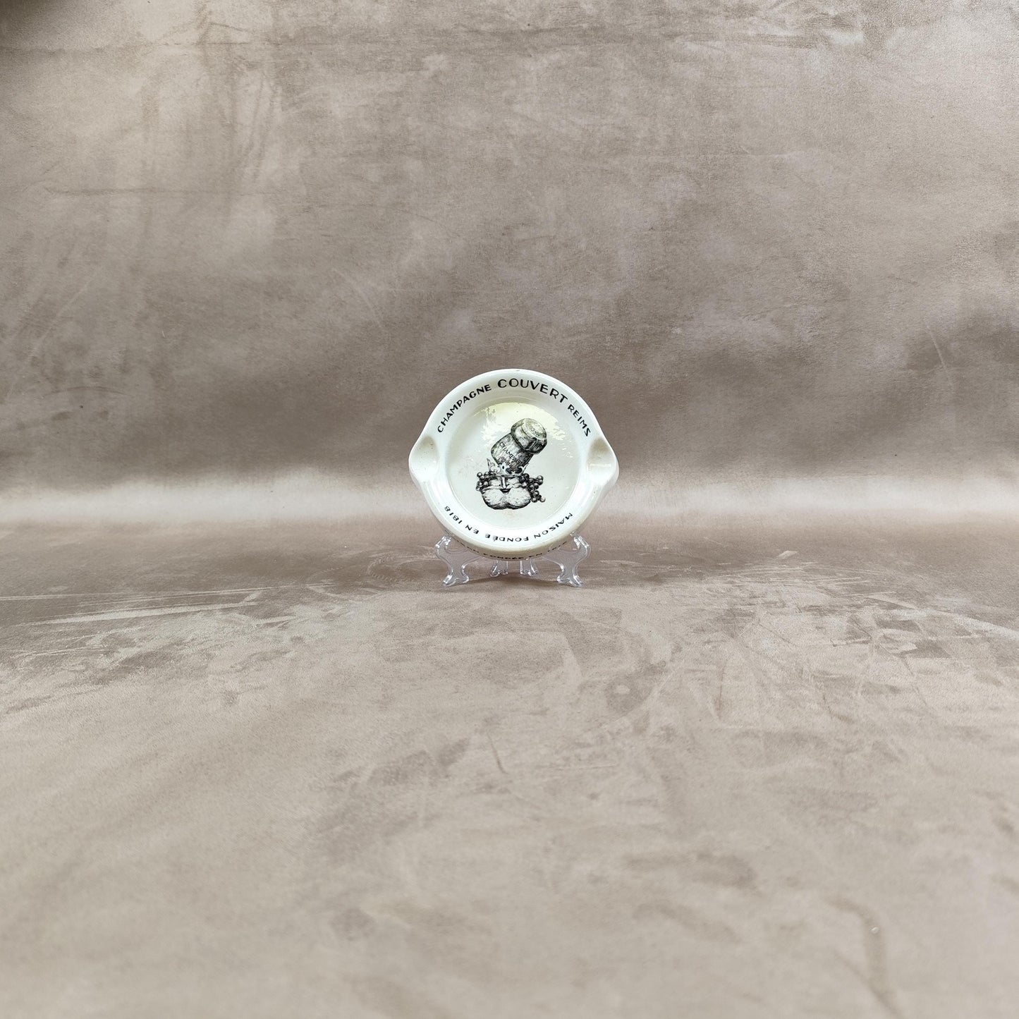 VERY RARE Cendrier de collection Champagne COUVERT, faience de Lunéville Keller et Guérin Made in France Vintage 1880