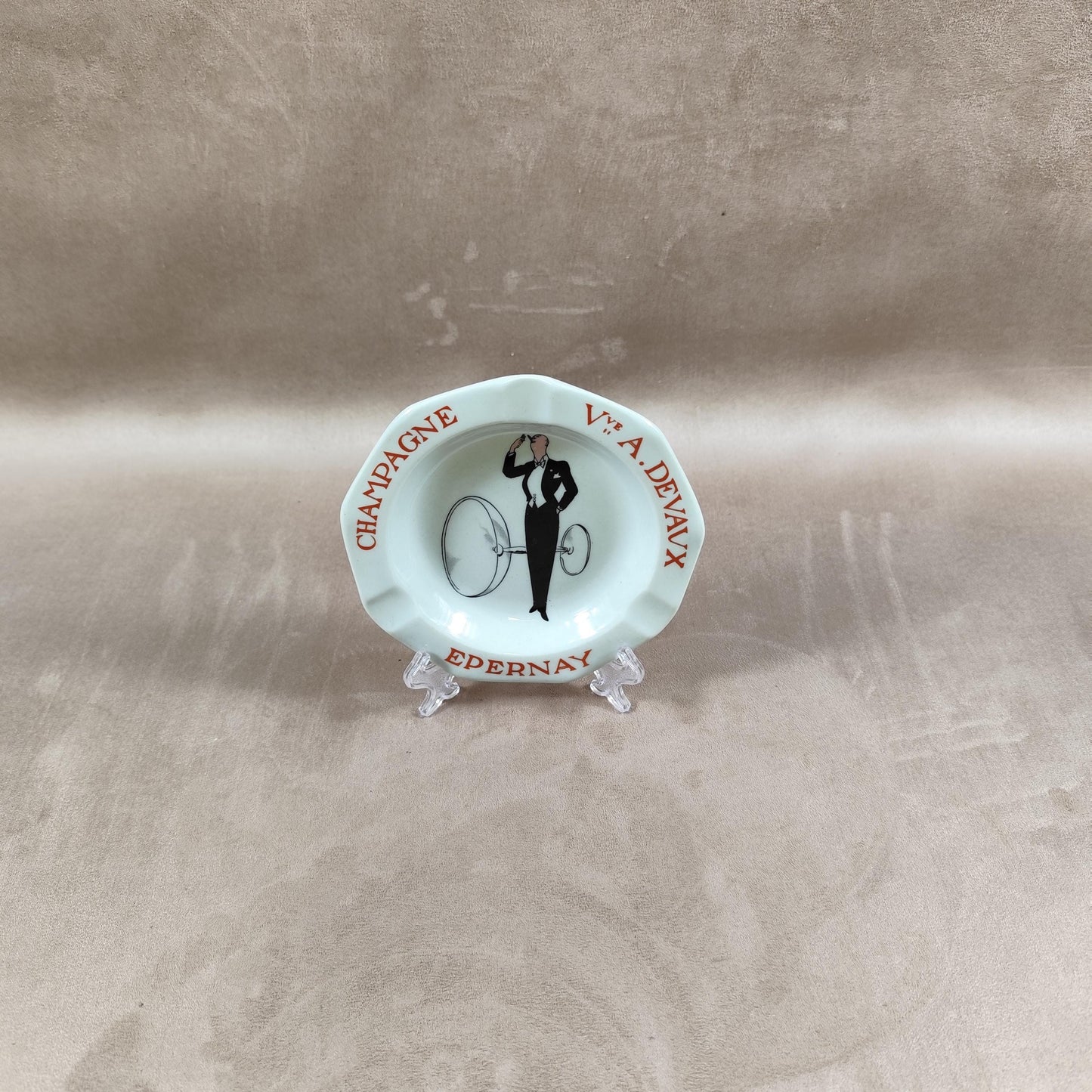 Cendrier Publicitaire Champagne Veuve A.Devaux en faience par Bernardaud & Co Limoges Made in France Vintage 1970