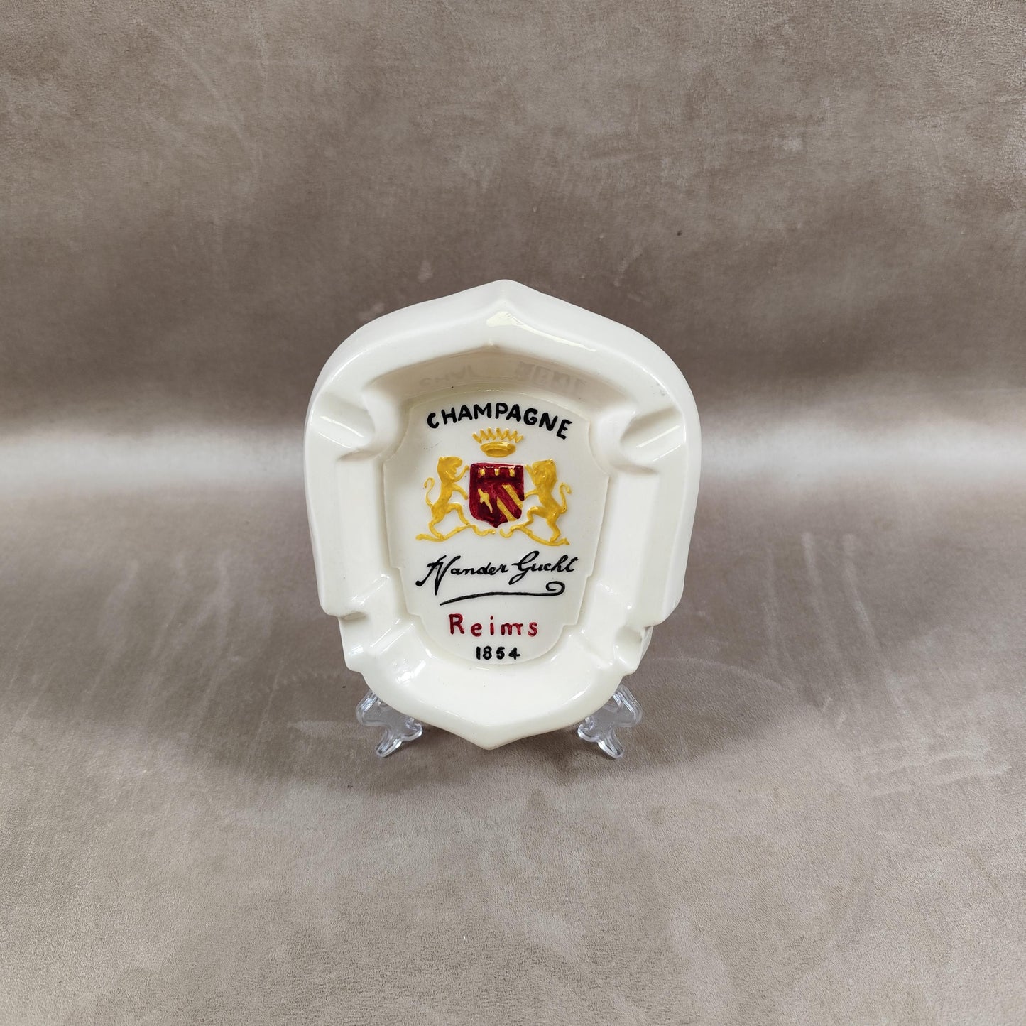 Cendrier Publicitaire Champagne Vander Gucht Reims en faience Made In France Vintage 1970