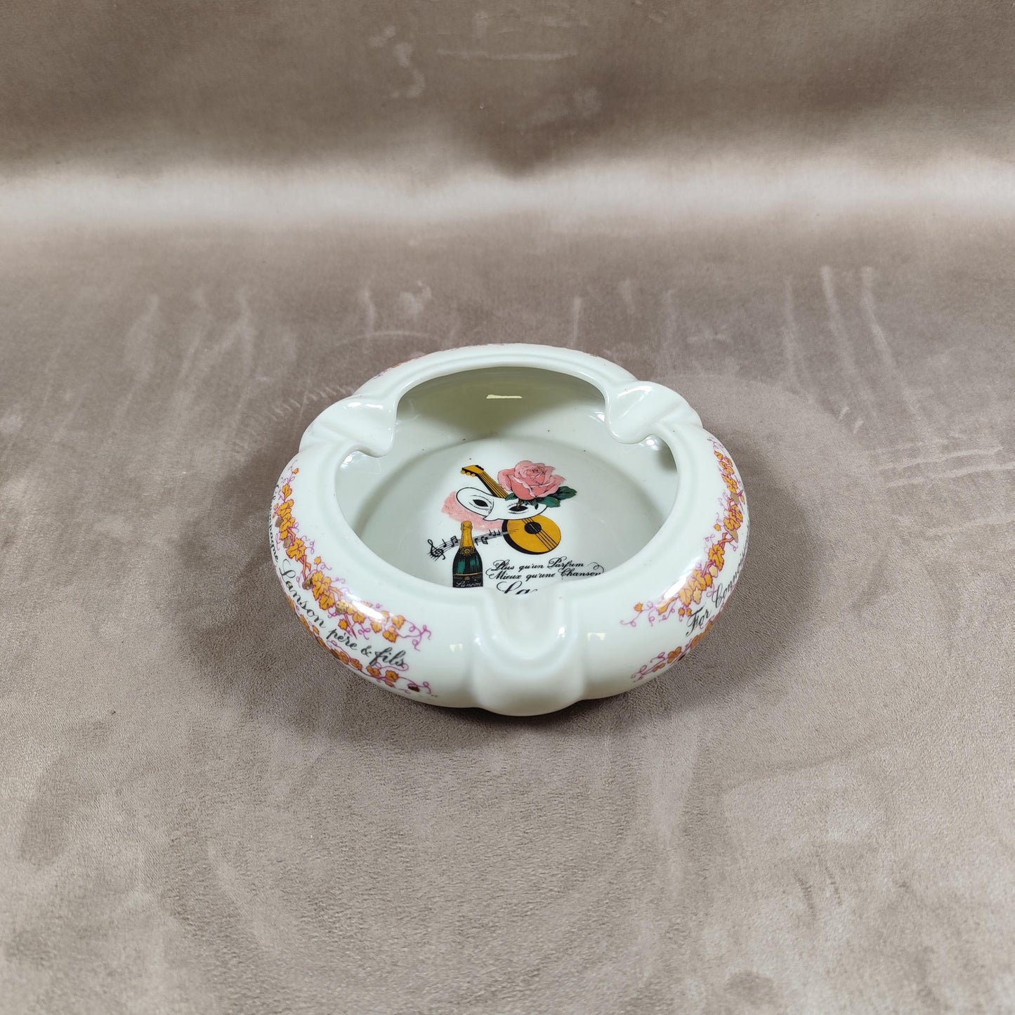 Cendrier Publicitaire Champagne Lanson en faience par Bernardaud & Co Limoges Made in France Vintage 1950