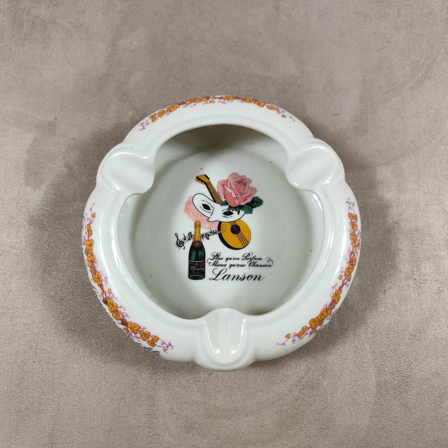 Cendrier Publicitaire Champagne Lanson en faience par Bernardaud & Co Limoges Made in France Vintage 1950